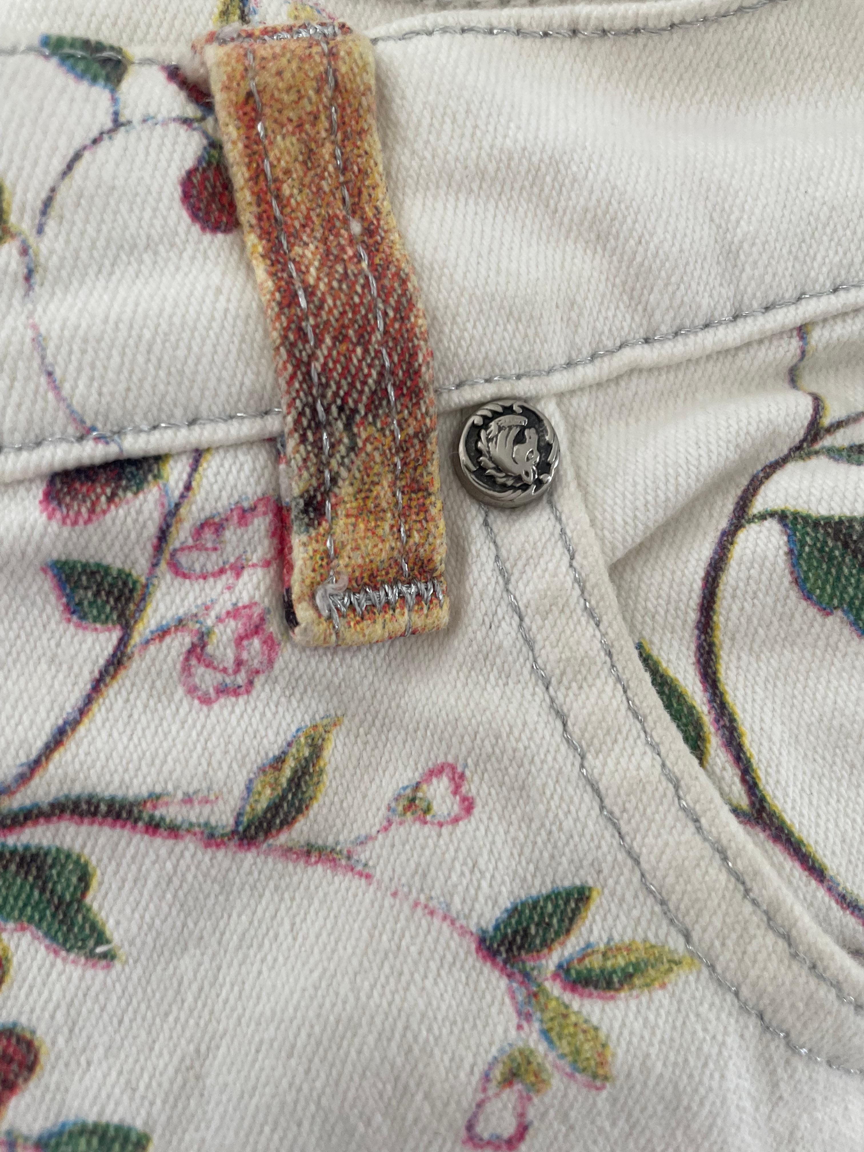 Roberto Cavalli Pantalones vaqueros Vintage 90s Runway Blossom Bird Mujer en venta 4
