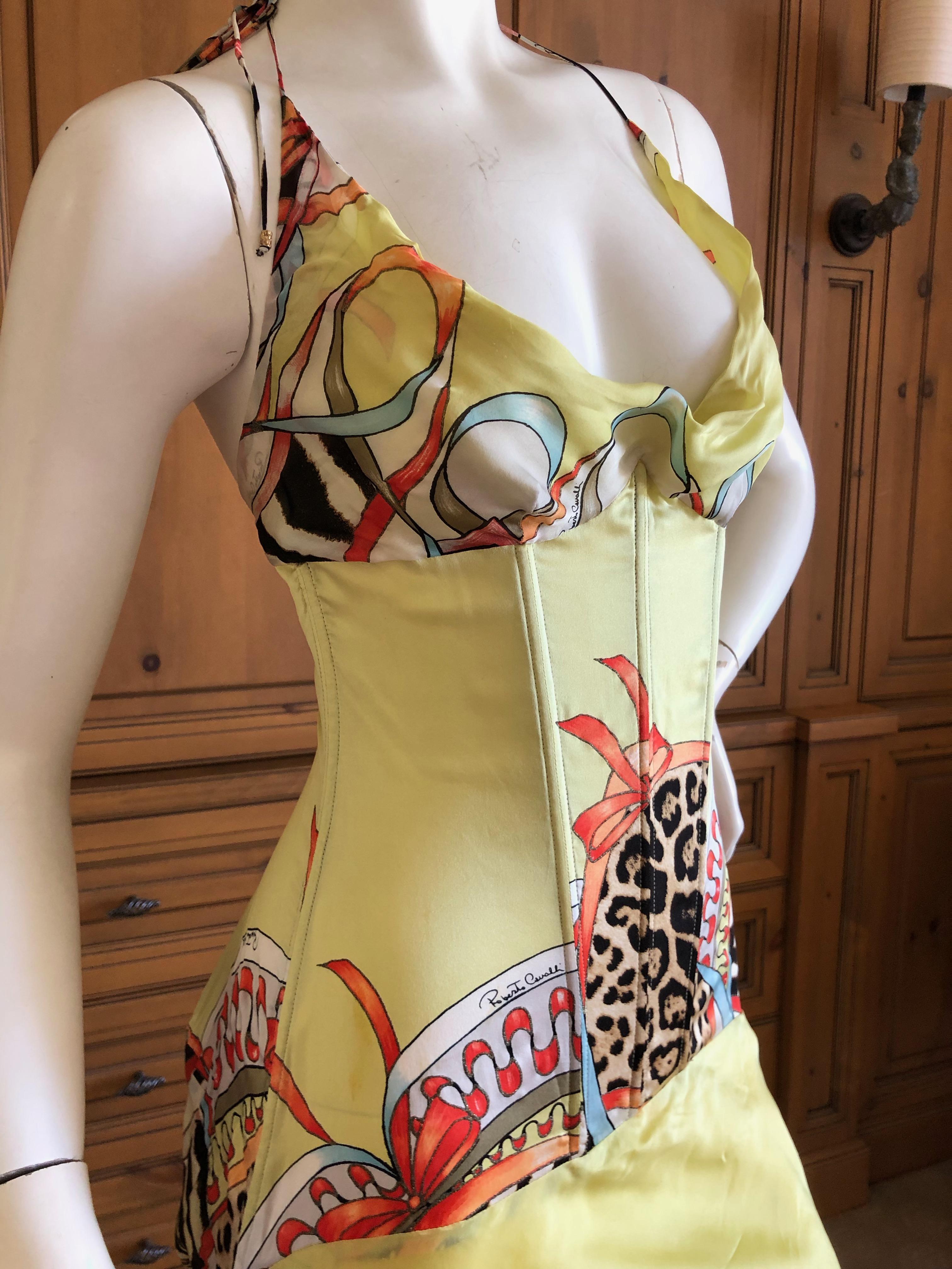 Roberto Cavalli Vintage Animal Print Full Corset Evening Dress with Train For Sale 1