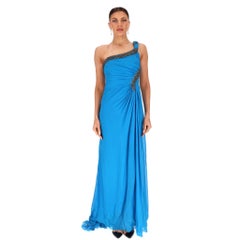 Roberto Cavalli Vintage Bead & Crystal Embellished Silk Chiffon Evening Gown