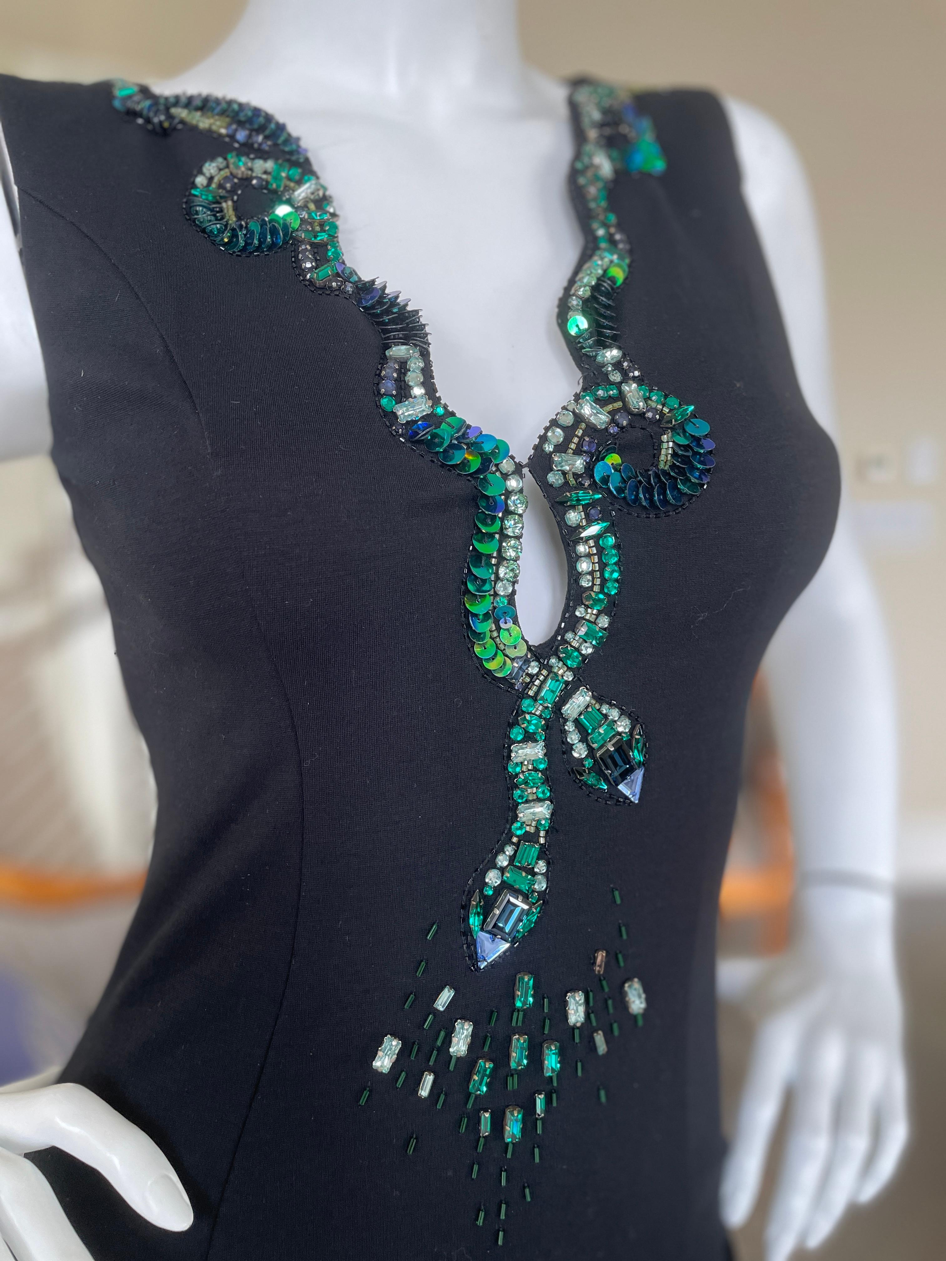 Roberto Cavalli Vintage Black Bodycon Dress w Crystal Embellished Snake Collar For Sale 2