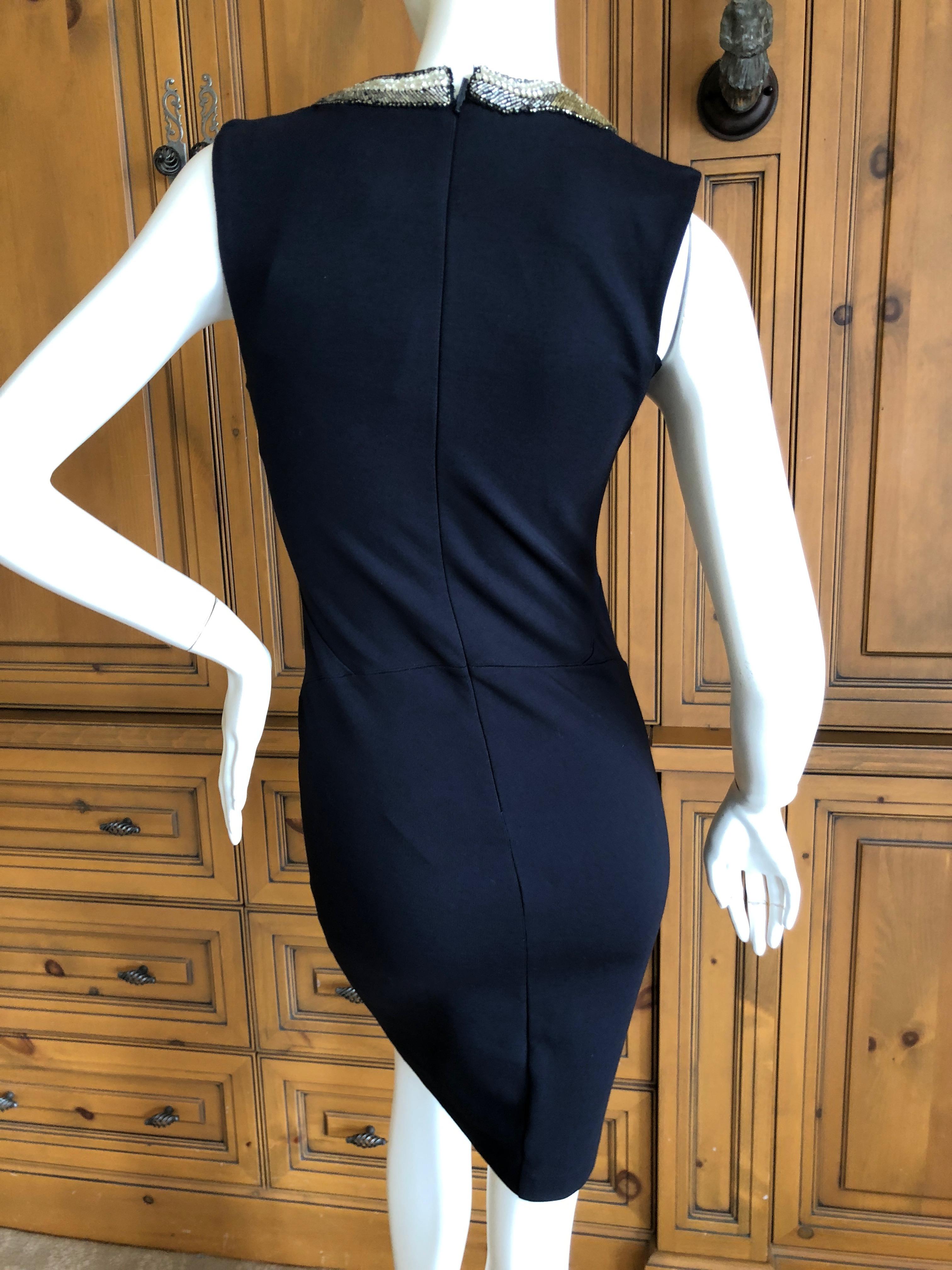 Roberto Cavalli Vintage Black Bodycon Dress w Crystal Embellished Snake Collar For Sale 1