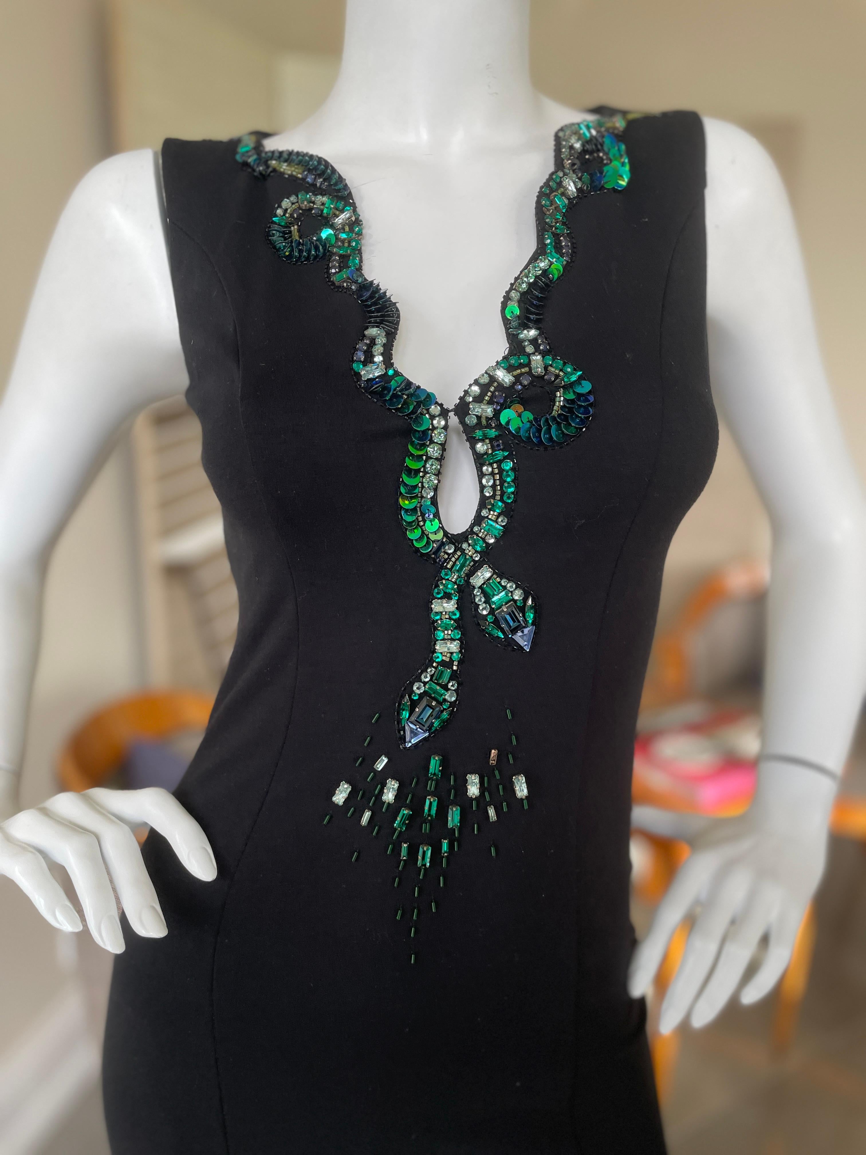 Roberto Cavalli Vintage Black Bodycon Dress w Crystal Embellished Snake Collar For Sale 4