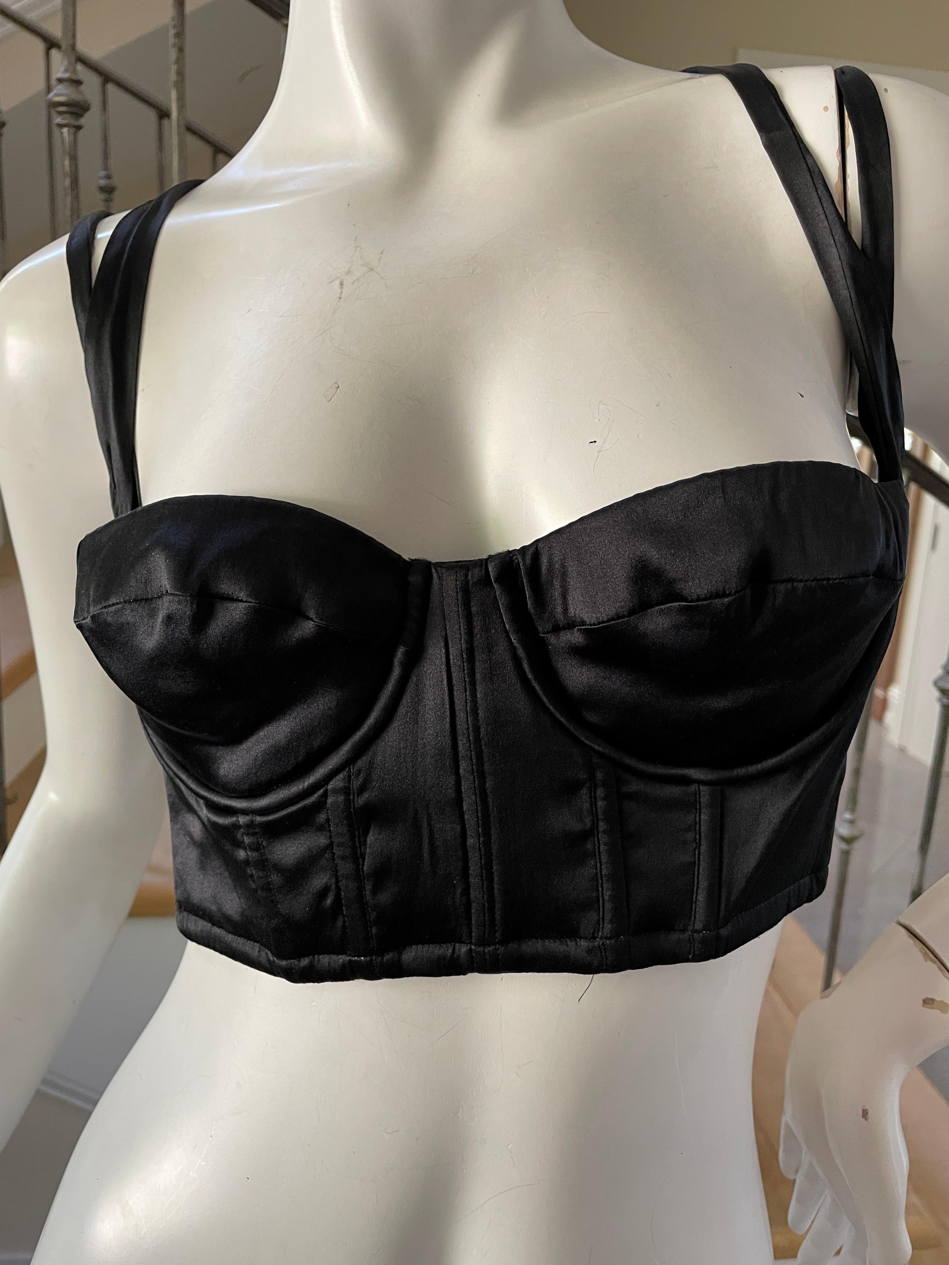 Roberto Cavalli Vintage Black Corset Laced Bustier with Bead and Feather Details For Sale 4