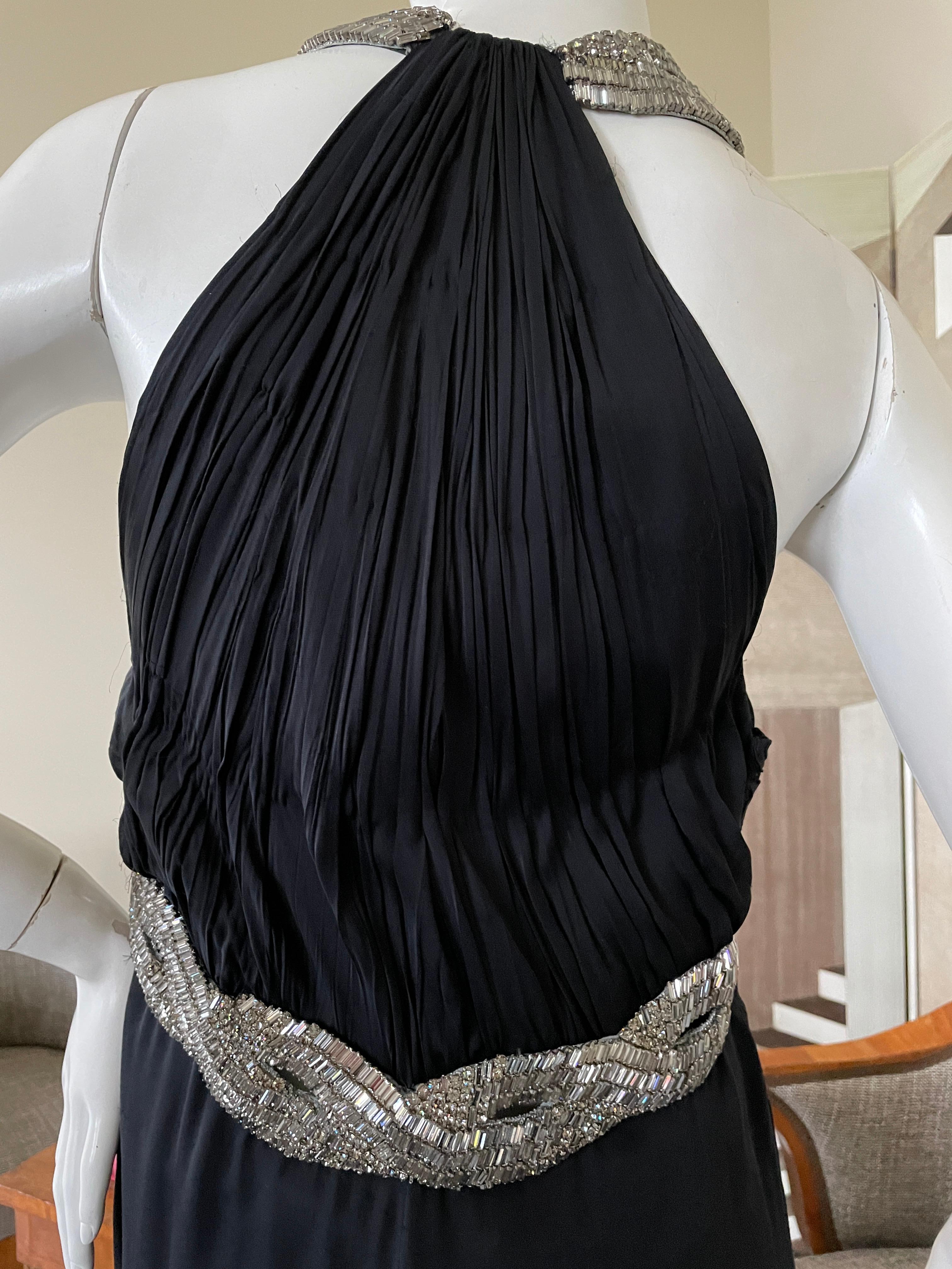  Roberto Cavalli Vintage Black Dress with Extravagant Crystal Baguette Ornaments For Sale 3