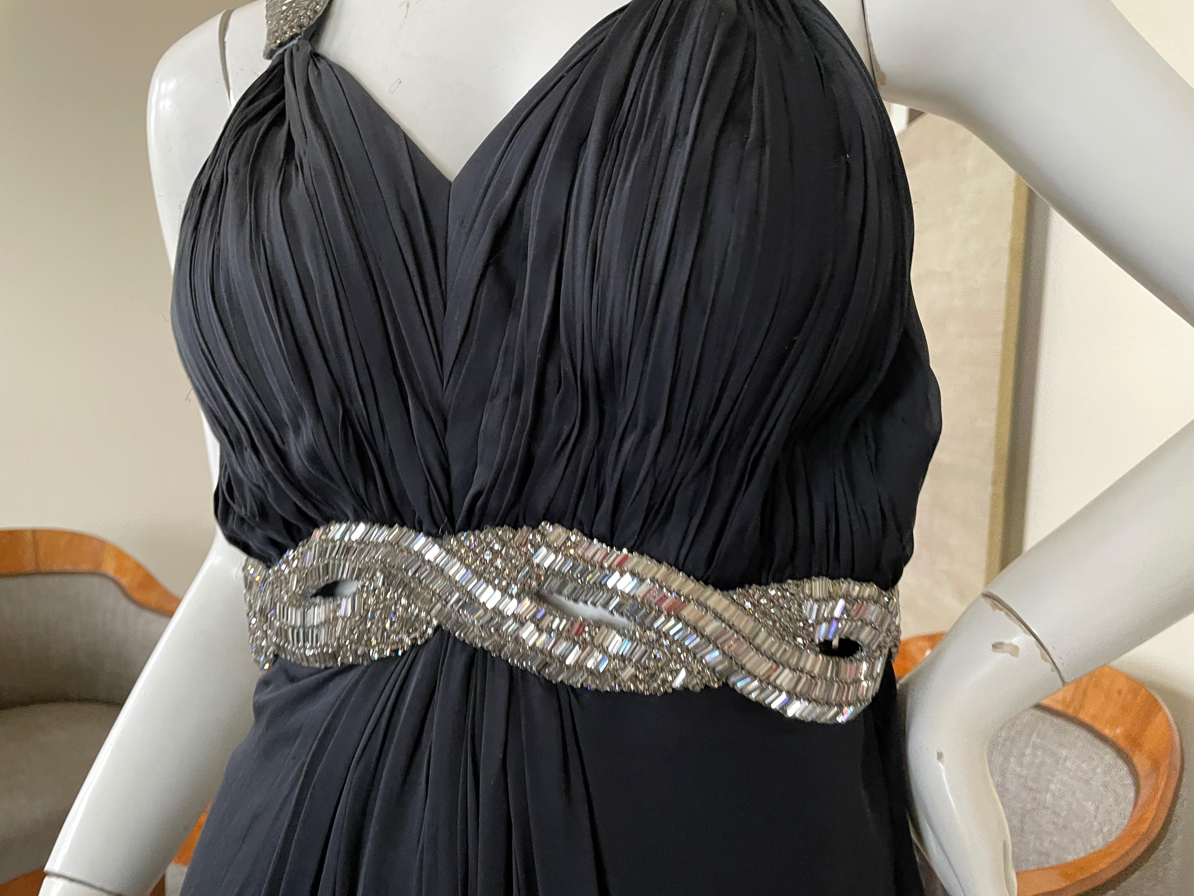  Roberto Cavalli Vintage Black Dress with Extravagant Crystal Baguette Ornaments For Sale 1