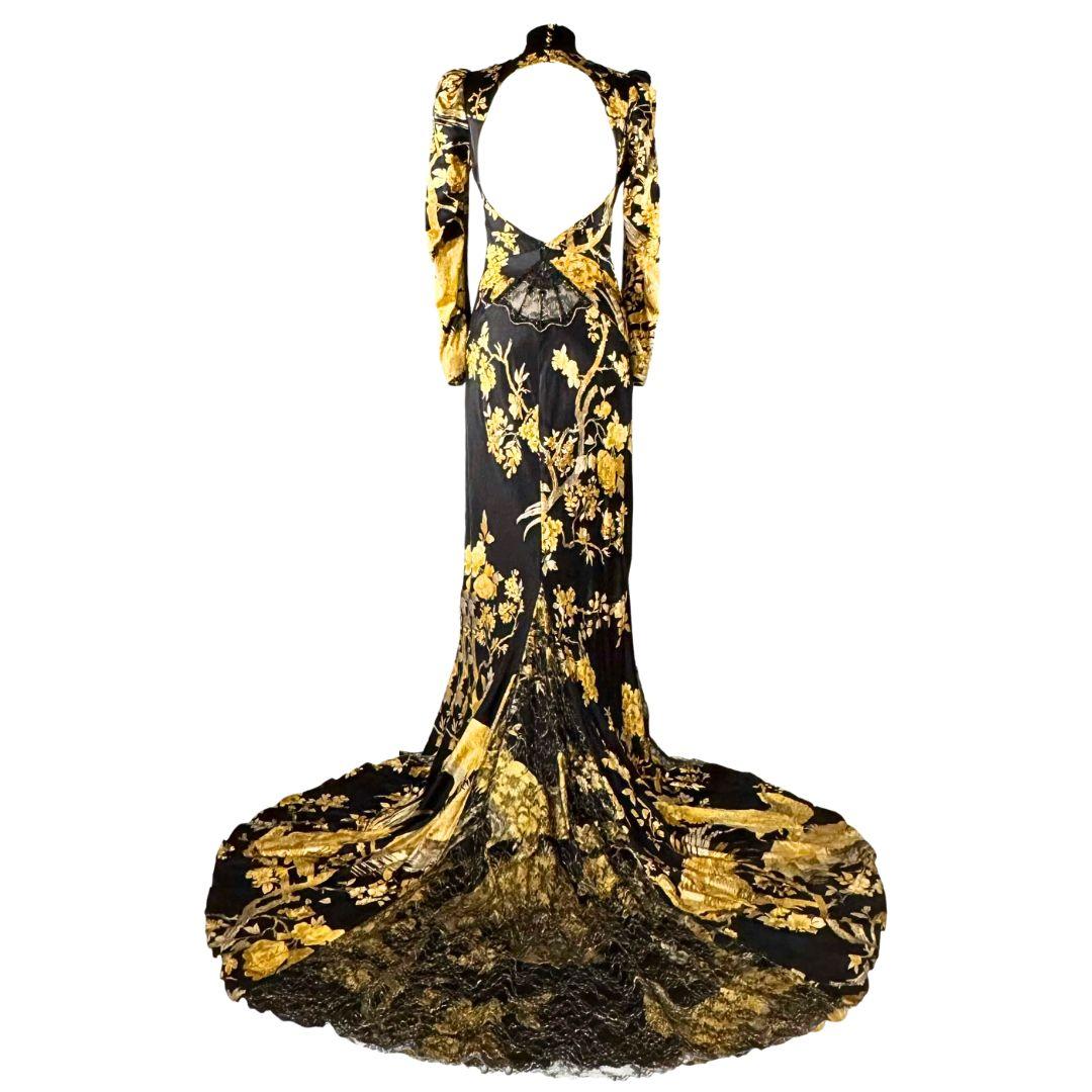 Roberto Cavalli Vintage Black & Gold Embellished Evening Gown F/W 2006 Sz 42IT Bon état - En vente à Saint Petersburg, FL