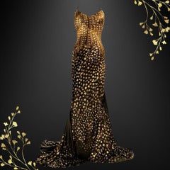 Roberto Cavalli Vintage Black & Gold Evening Gown Dress Fall/Winter 2005 Size 38