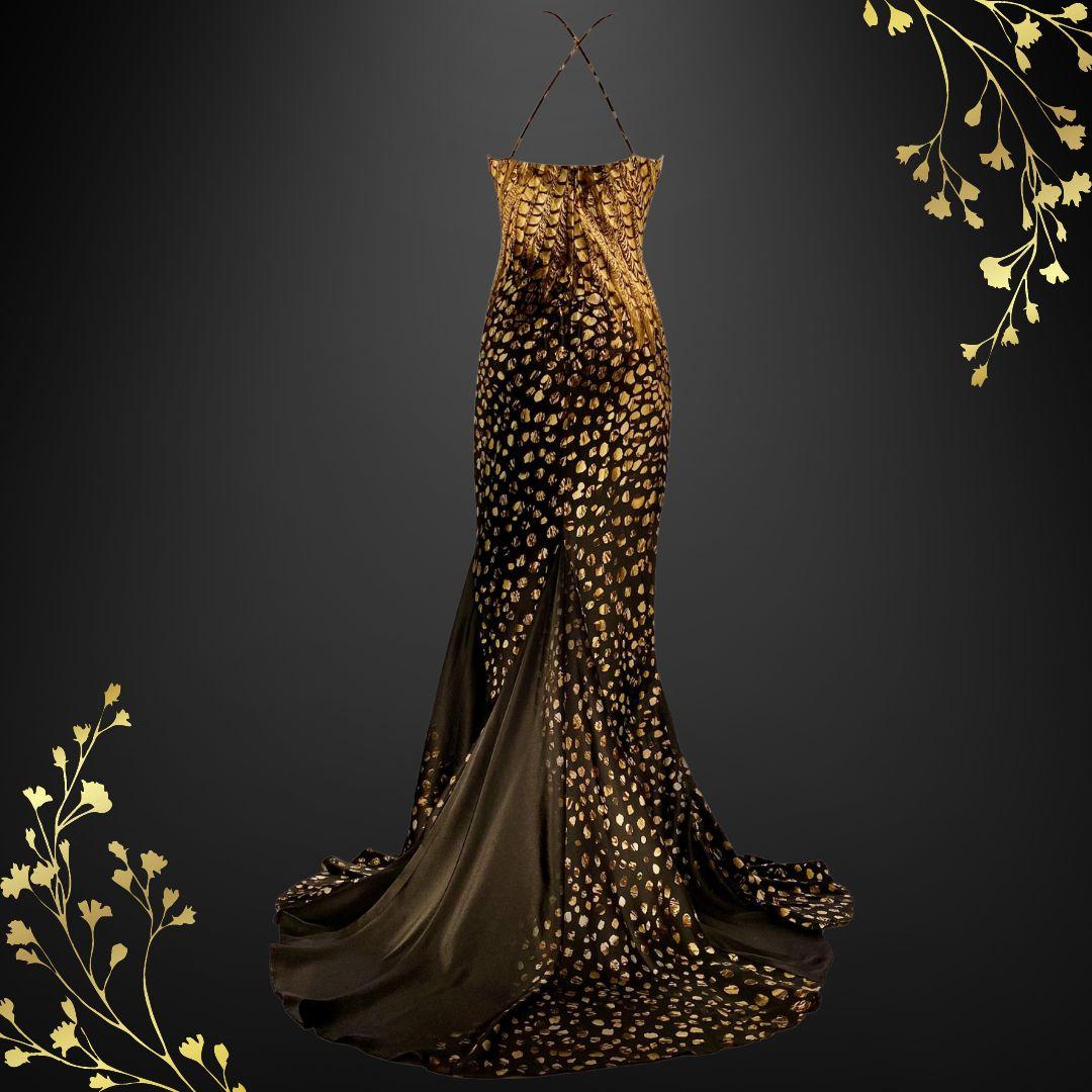 roberto cavalli gold dress