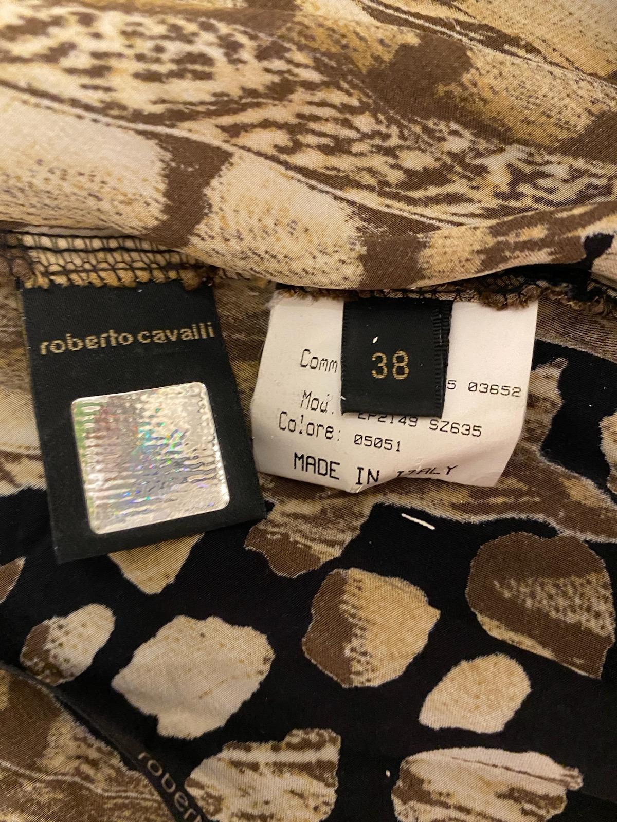 Roberto Cavalli Vintage Black & Gold Evening Gown Dress Fall/Winter 2005 Size 38 In Good Condition In Saint Petersburg, FL