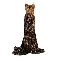 Roberto Cavalli Vintage Black & Gold Evening Gown Dress Fall/Winter 2005 Size 38