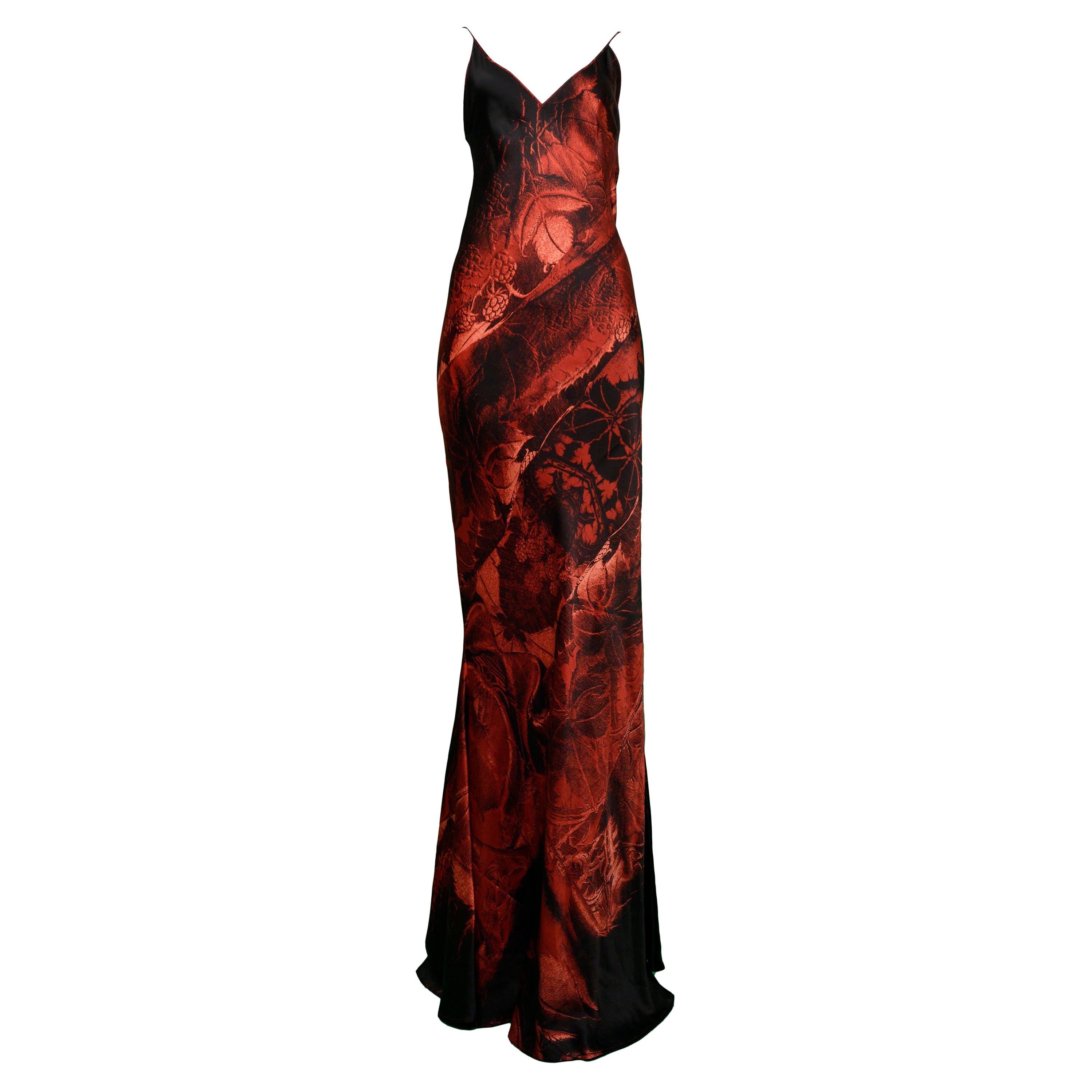 Roberto Cavalli Vintage Schwarz & Roter Slip Abendkleid