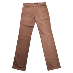 Roberto Cavalli - Jeans vintage marroni a gamba dritta con dettaglio tasca in maglia a catena
