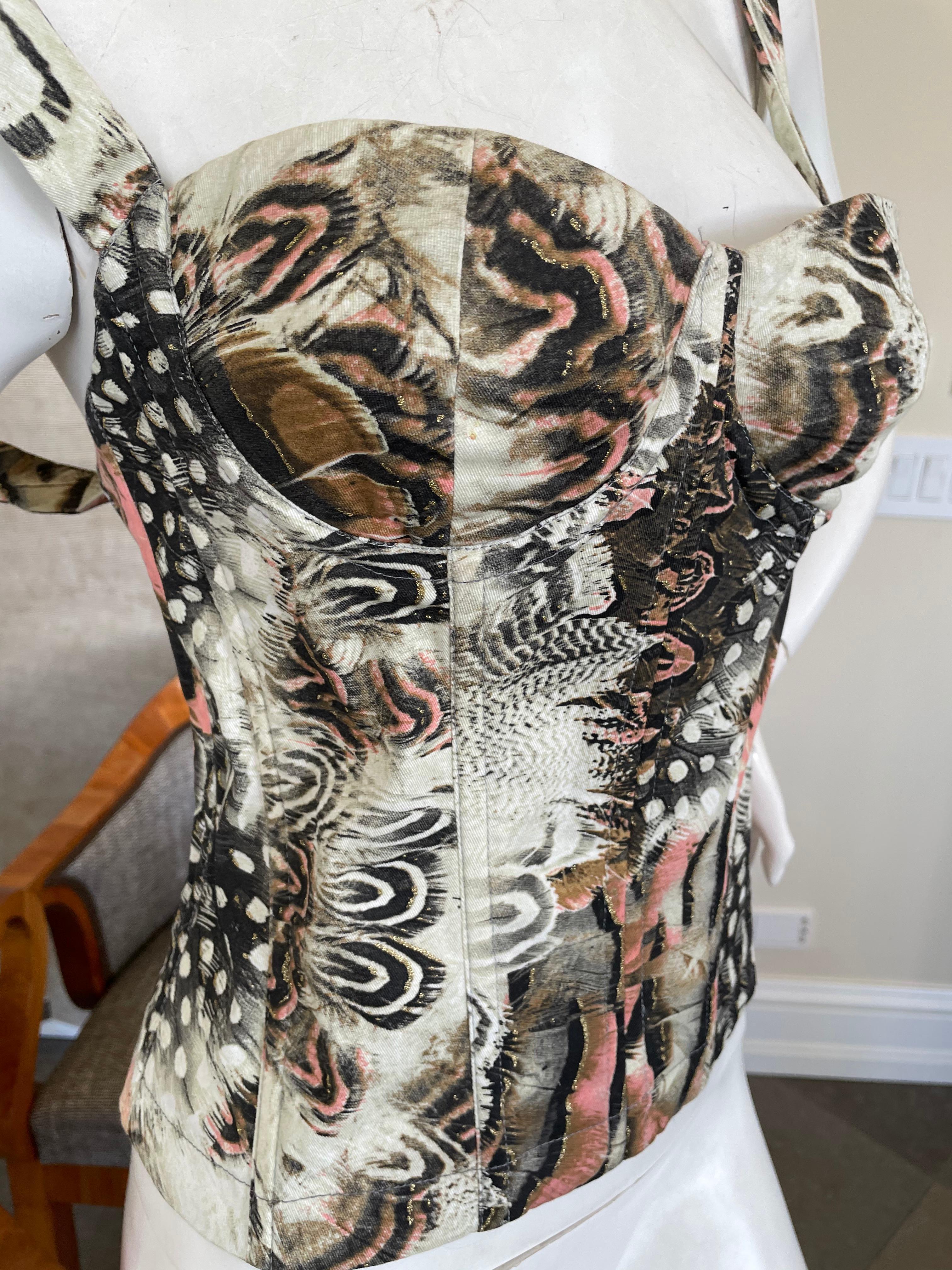 Brown Roberto Cavalli Vintage Corset Laced Bustier New with Tags $725 For Sale