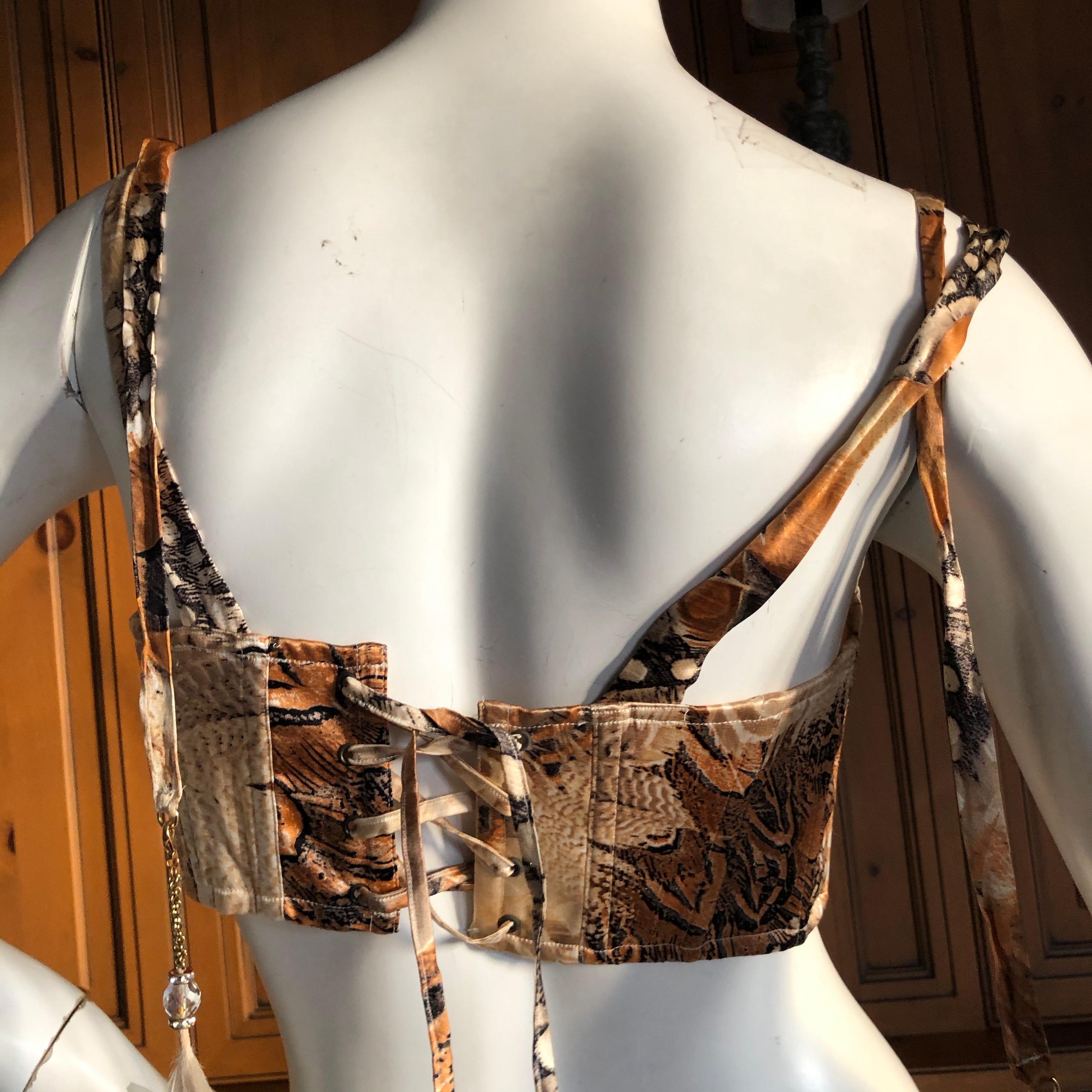 Roberto Cavalli Vintage Corset Laced Bustier with Bead and Feather Details For Sale 1