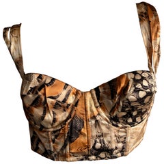 Roberto Cavalli Vintage Korsett-Bustier mit Perlen- und Federdetails