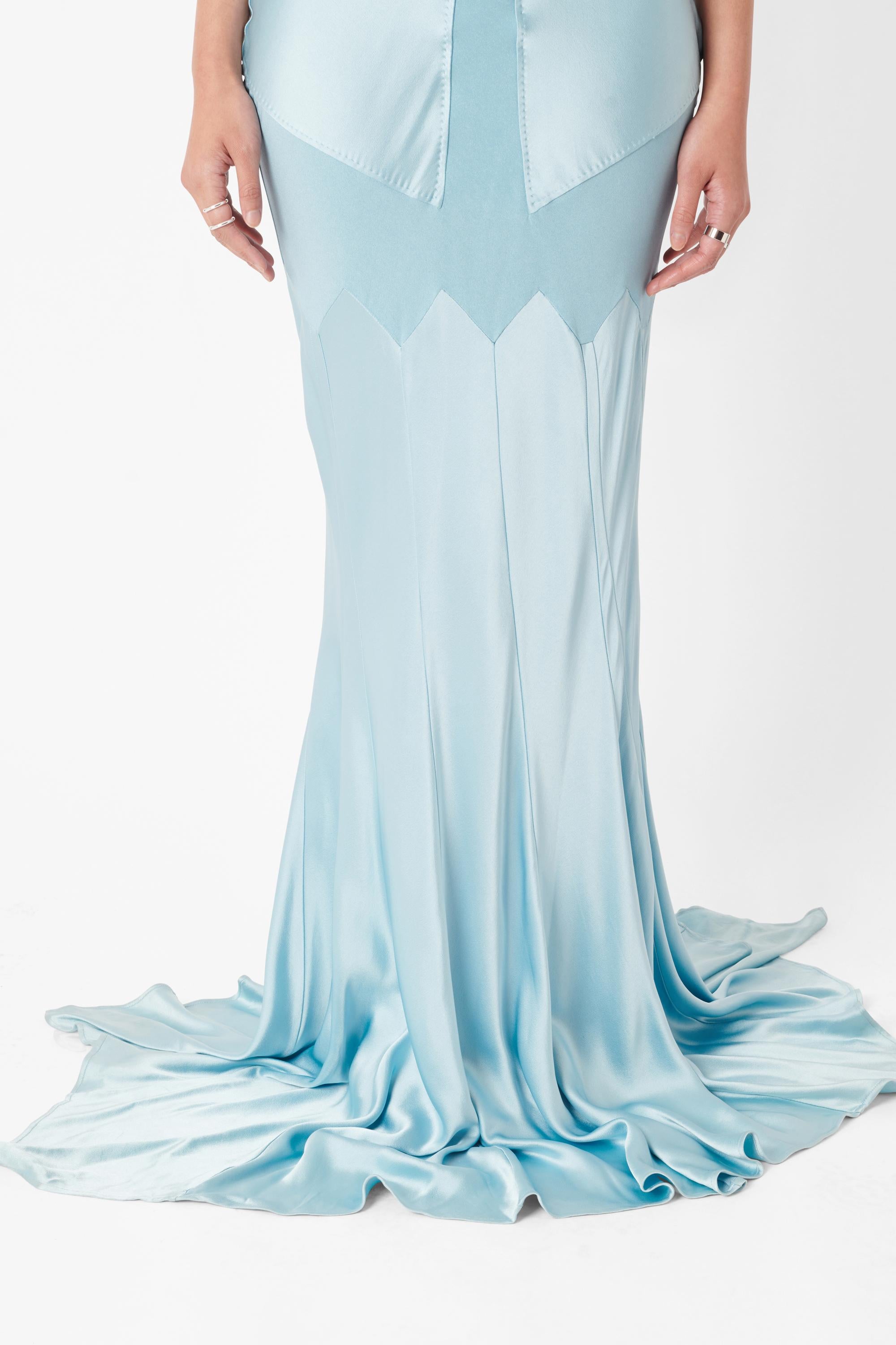 Gray Roberto Cavalli  Vintage Deadstock 2005 Baby Blue Silk Maxi Gown