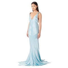Roberto Cavalli Vintage Deadstock 2005 Baby Blue Silk Maxi Gown
