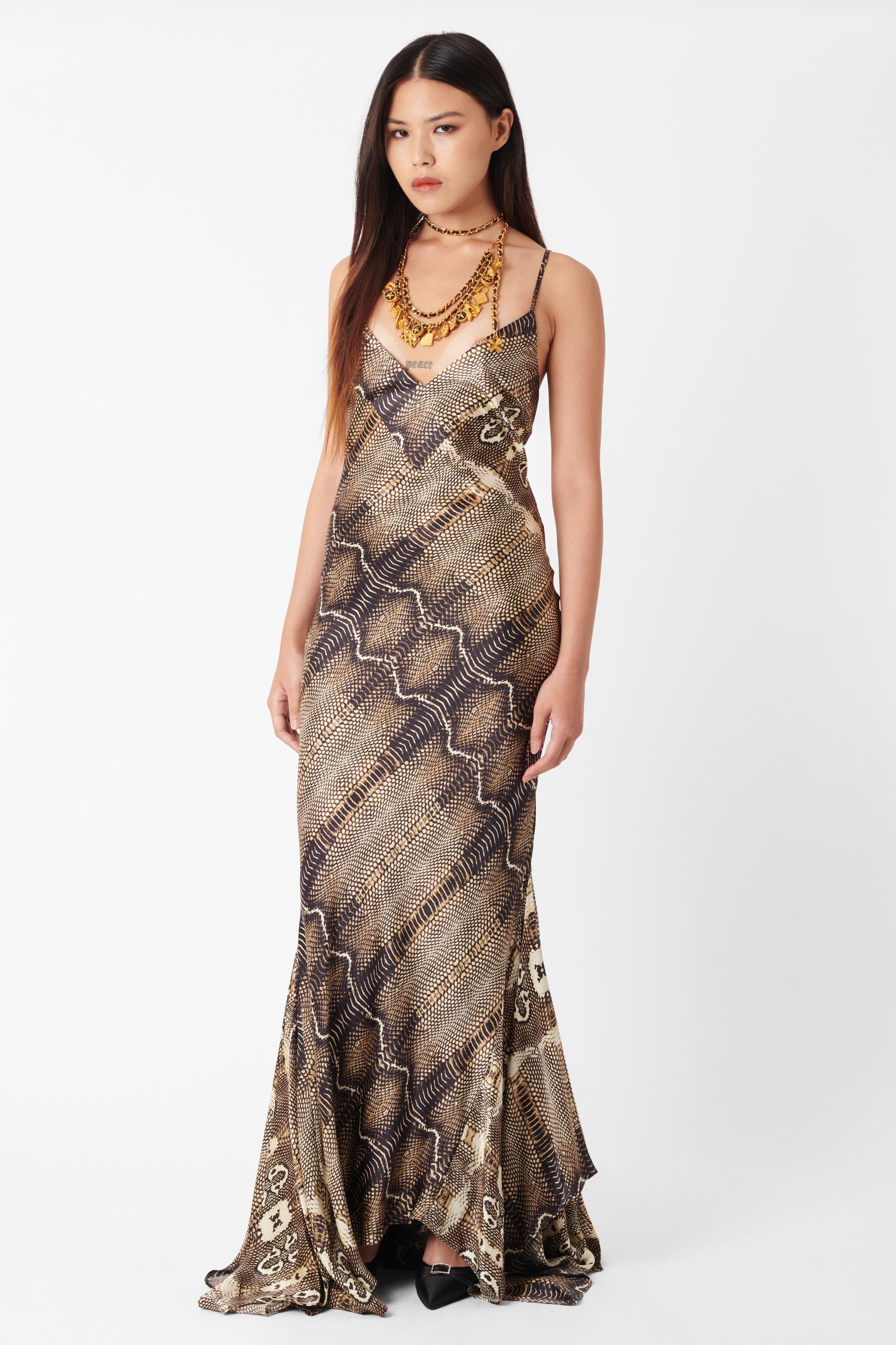 Roberto Cavalli Vintage Deadstock 2005 Kleid aus Seide mit Python-Druck im Zustand „Hervorragend“ im Angebot in London, GB