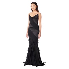 Roberto Cavalli Vintage Deadstock Black Silk Cowl Neck Maxi Gown