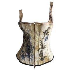 Roberto Cavalli Vintage Distressed Zip Front Corset Bustier