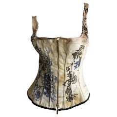 Roberto Cavalli Vintage Distressed Zip Front Corset Bustier 