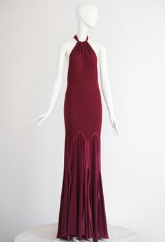 Roberto Cavalli Vintage F/W 2006 Red Halter Fringe Gown Dress