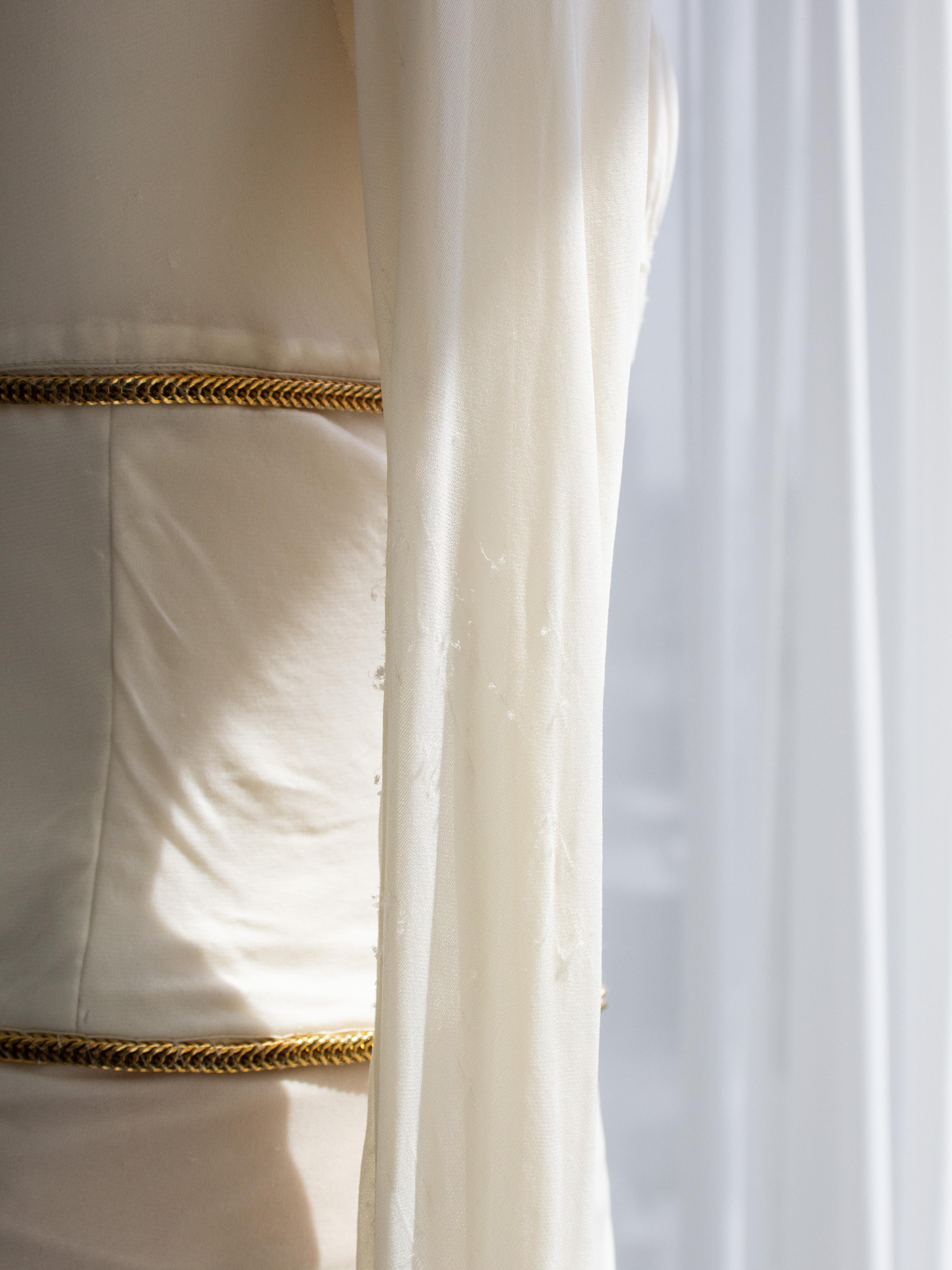 Roberto Cavalli Vintage F/W 2007 White Pleated Gold Snake Cleopatra Dress Gown 8
