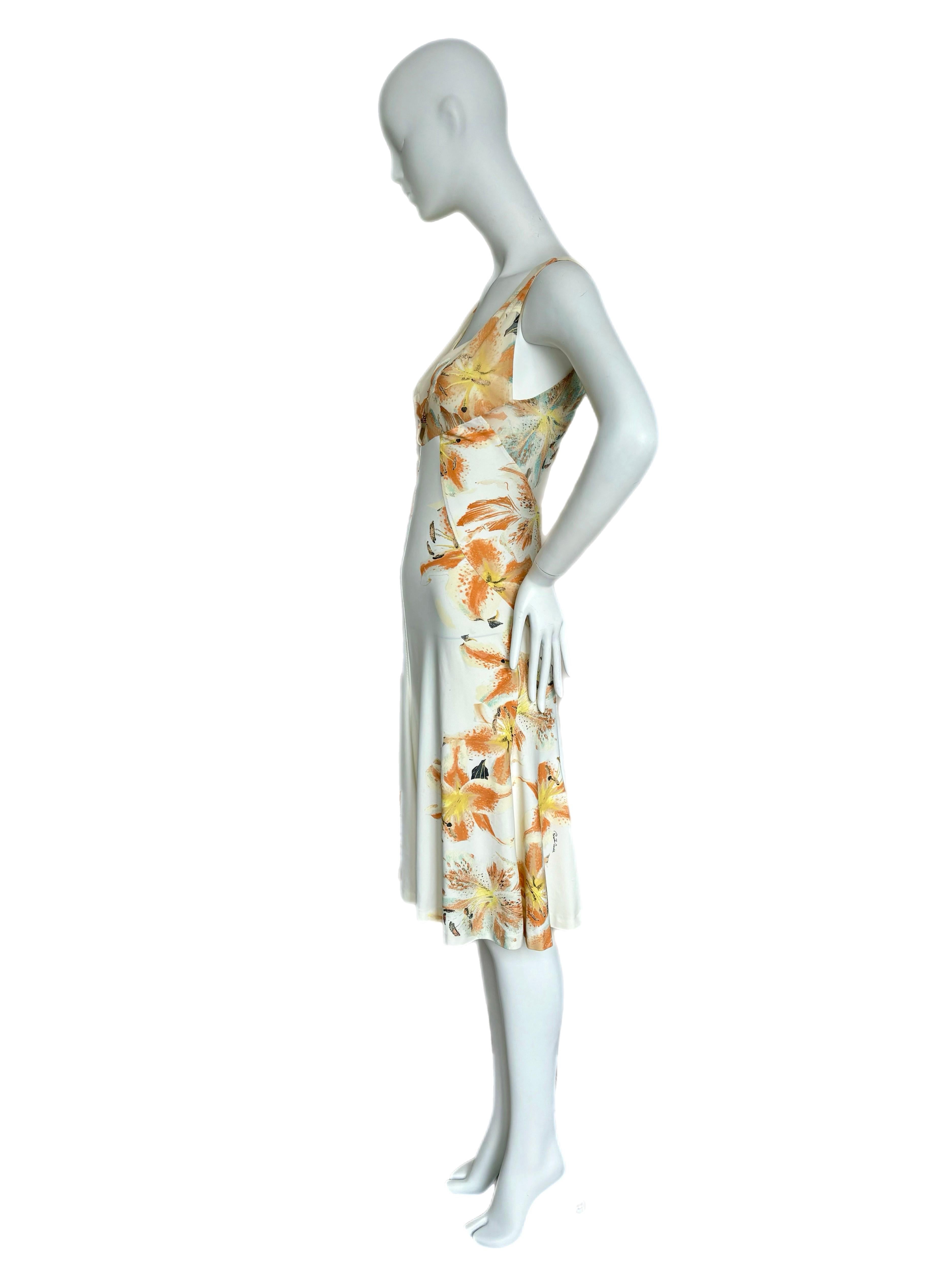 Women's ROBERTO CAVALLI Vintage Floral Dress w. Gold Charms Feminine Slip Style