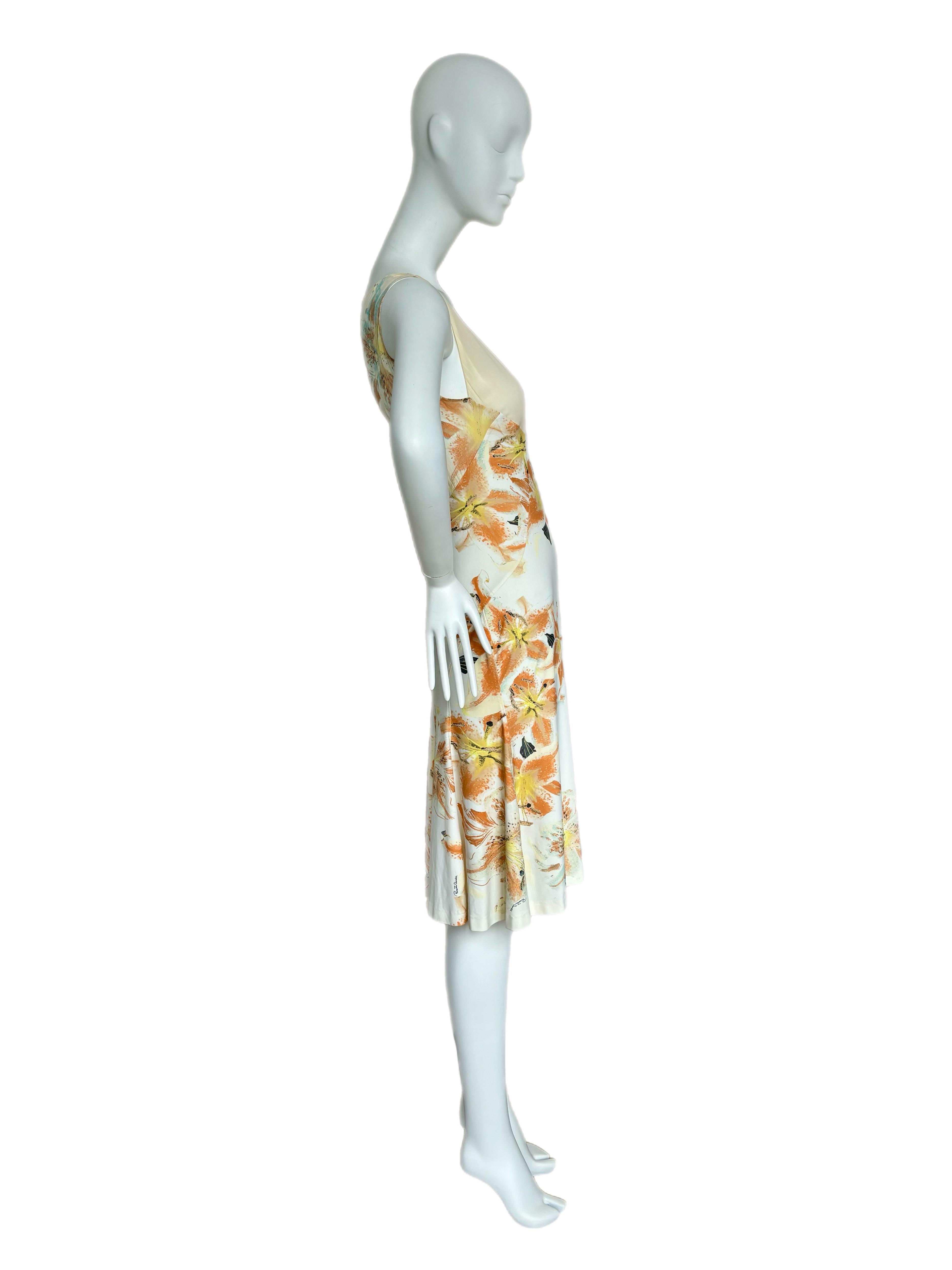 ROBERTO CAVALLI Vintage Floral Dress w. Gold Charms Feminine Slip Style 1