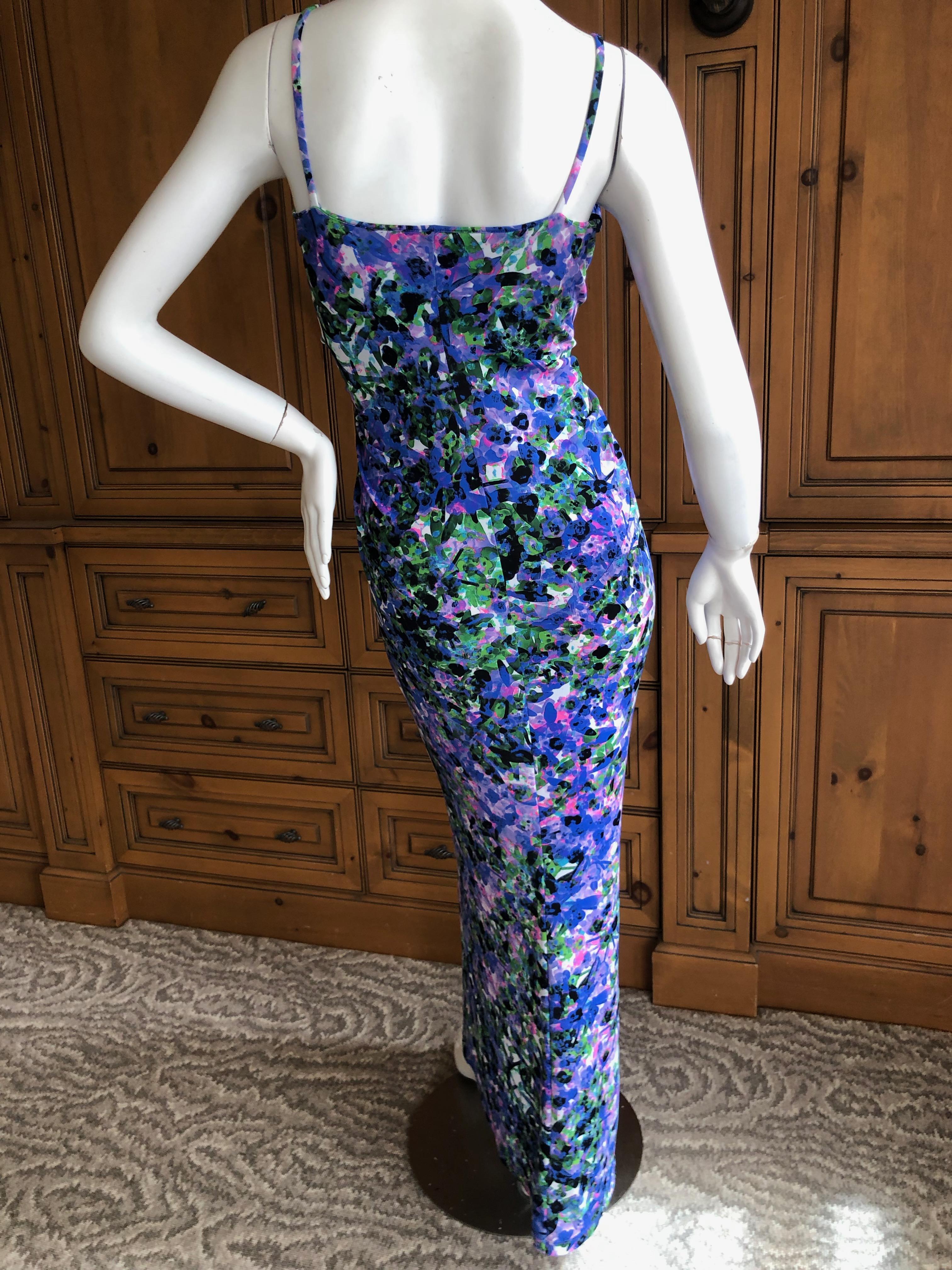 Roberto Cavalli Vintage Floral Maxi Dress with Jeweled Serpent Accents For Sale 1