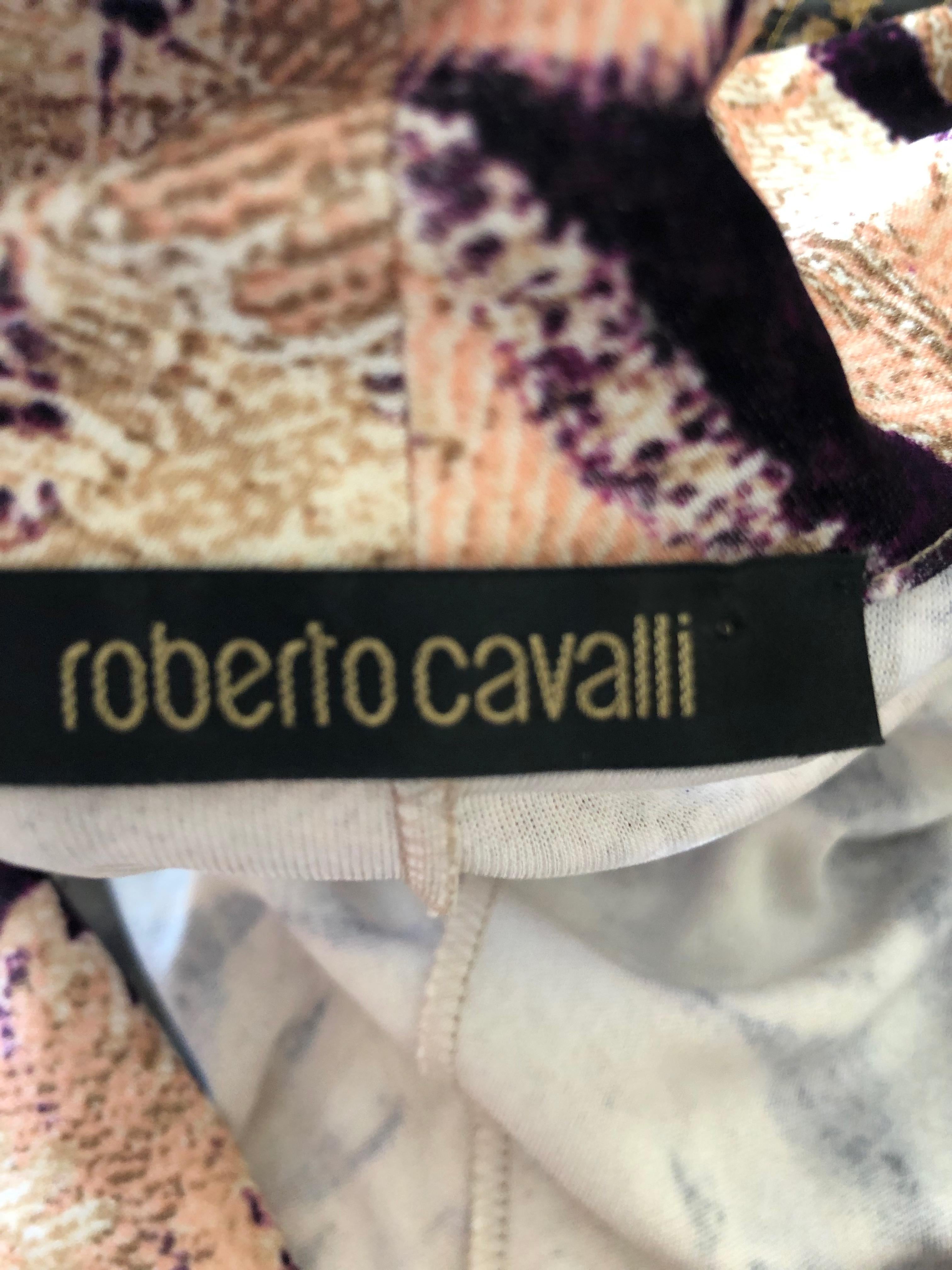 Roberto Cavalli Vintage Floral Print Cocktail Dress with Side Ornament For Sale 2