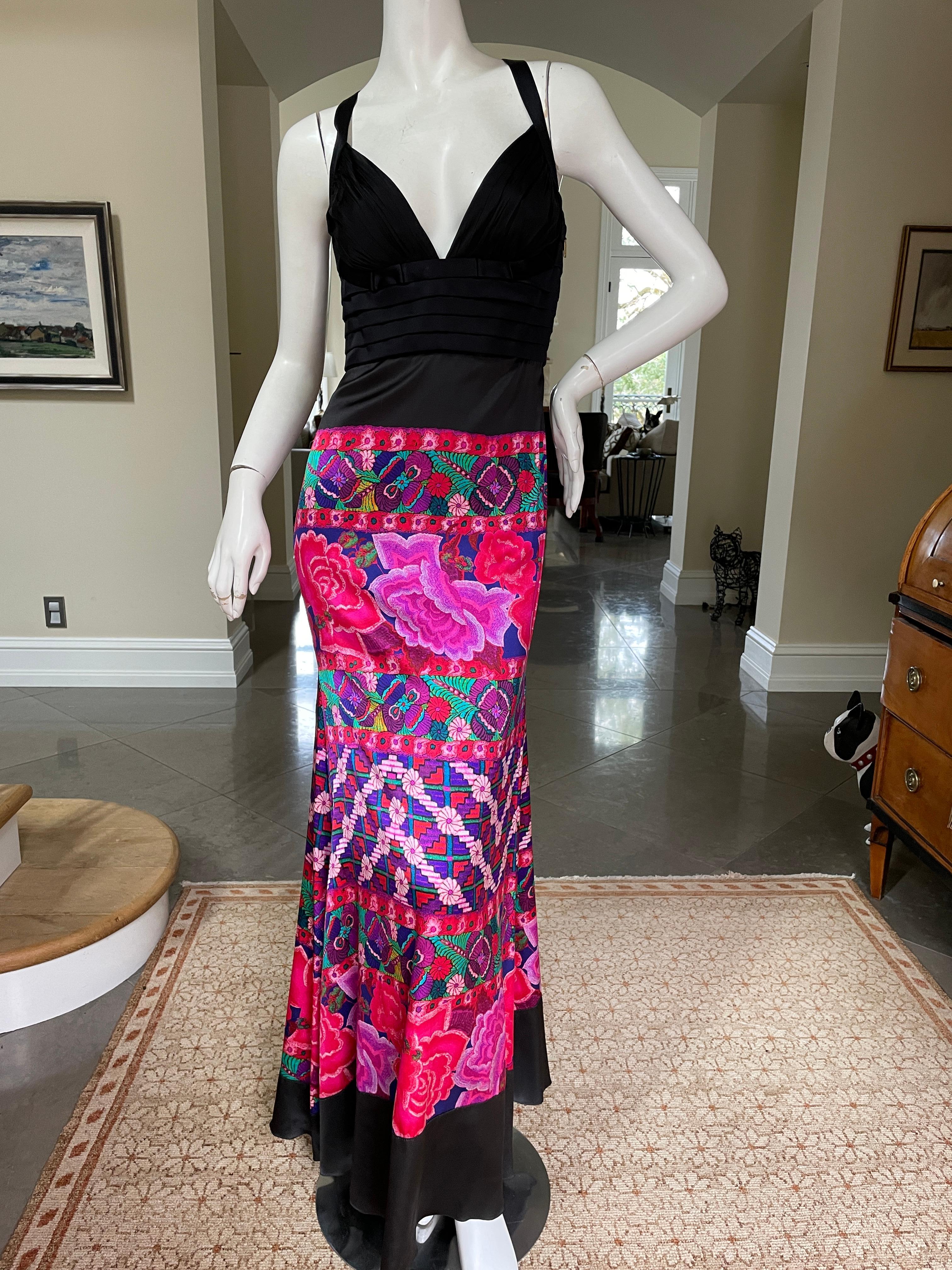 Roberto Cavalli Vintage Folkloric Mexican Pattern Evening Dress In Excellent Condition For Sale In Cloverdale, CA
