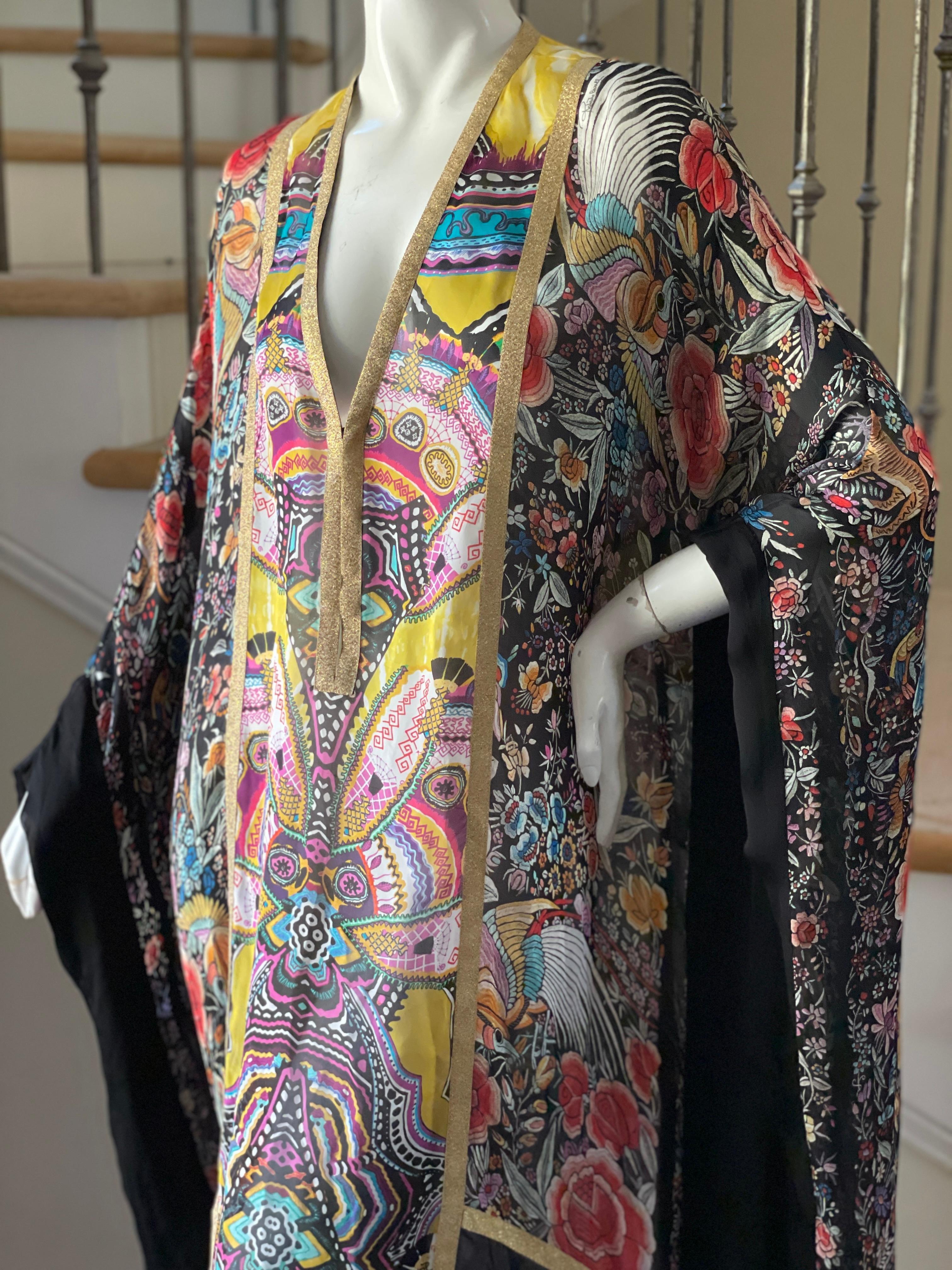 Women's or Men's Roberto Cavalli Vintage Gold Edged Silk Caftan Kaftan Evening Dress  For Sale