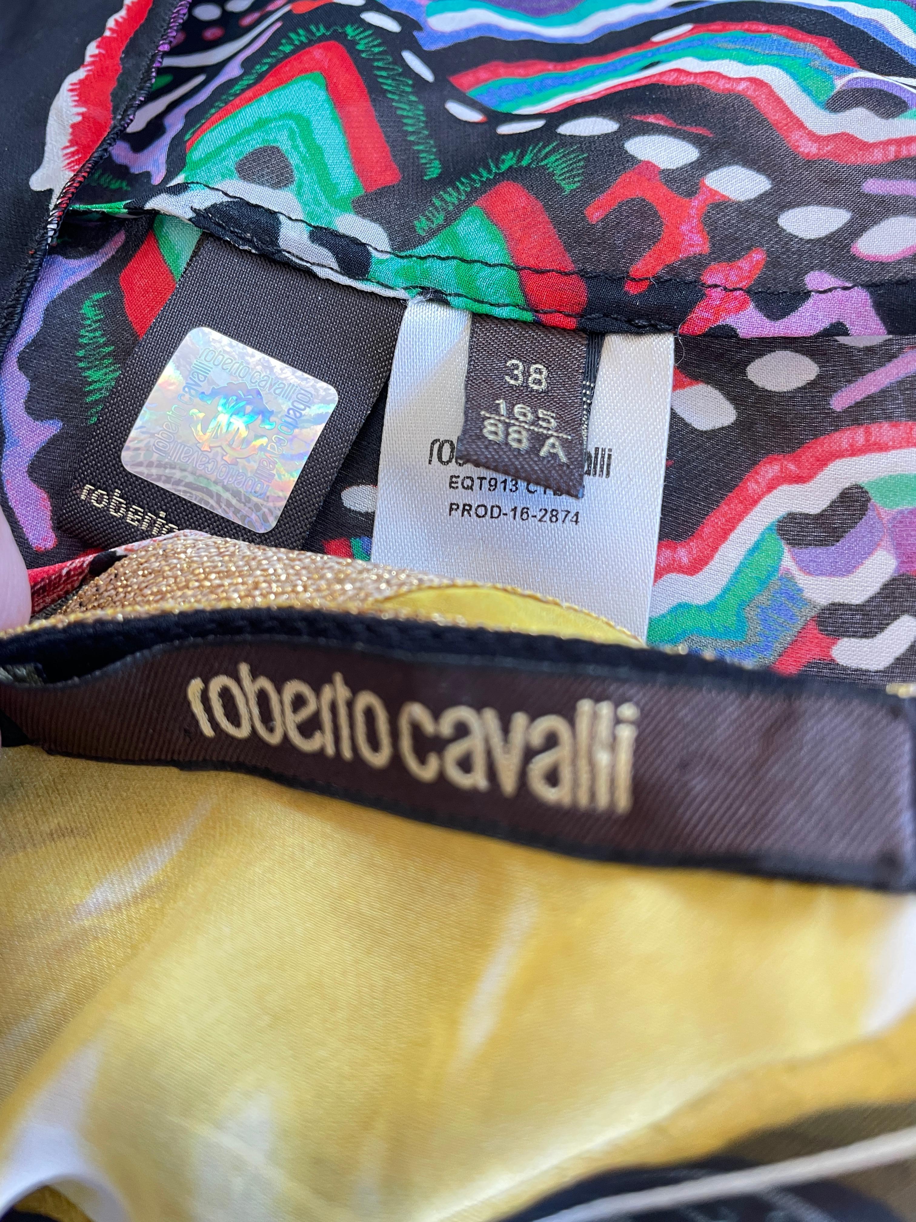 Roberto Cavalli Vintage Gold Edged Silk Caftan Kaftan Evening Dress  For Sale 4
