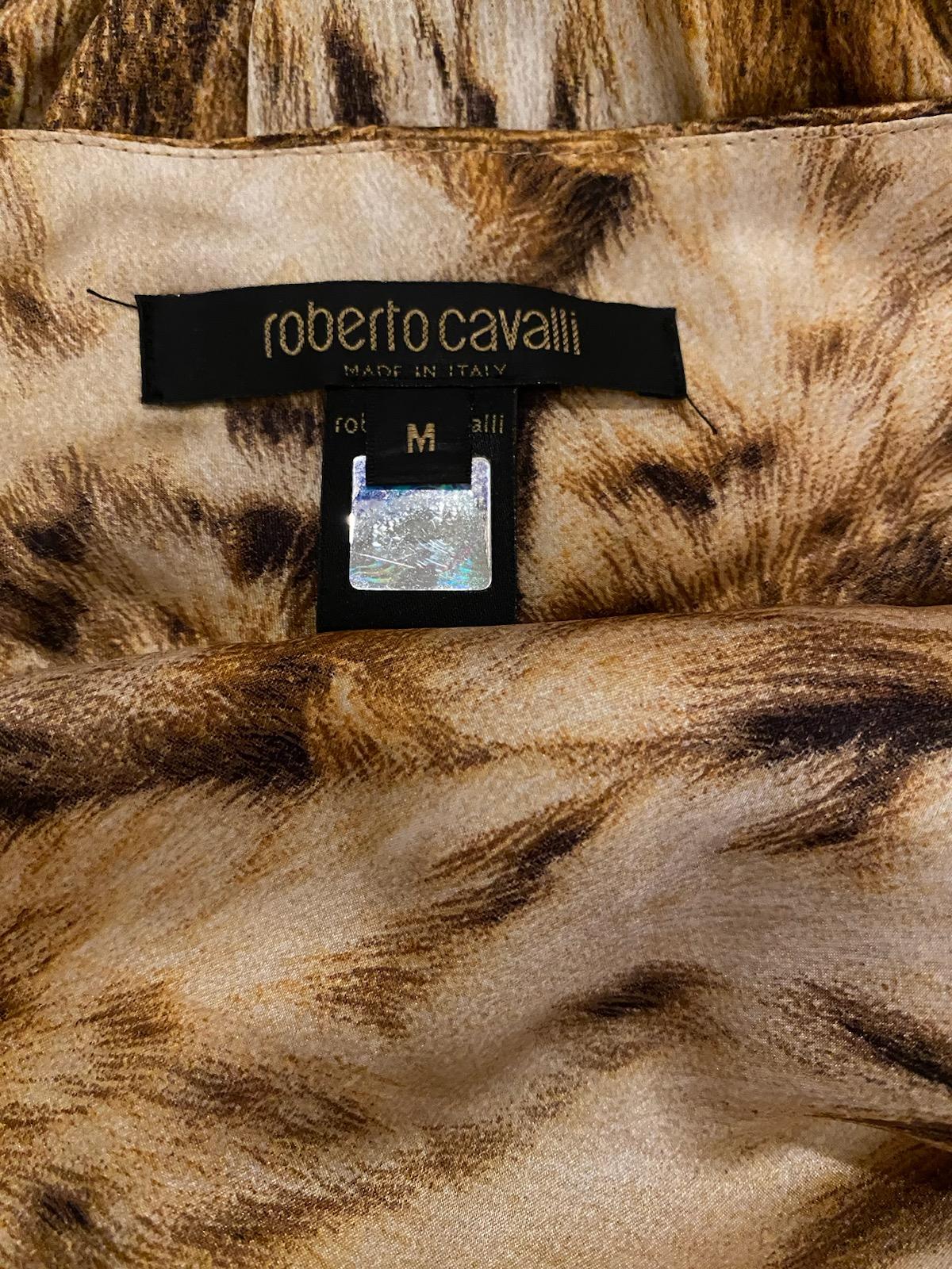 Roberto Cavalli Vintage Gold Leopard Evening Gown Dress Fall/Winter 2003 Size M In Good Condition For Sale In Saint Petersburg, FL