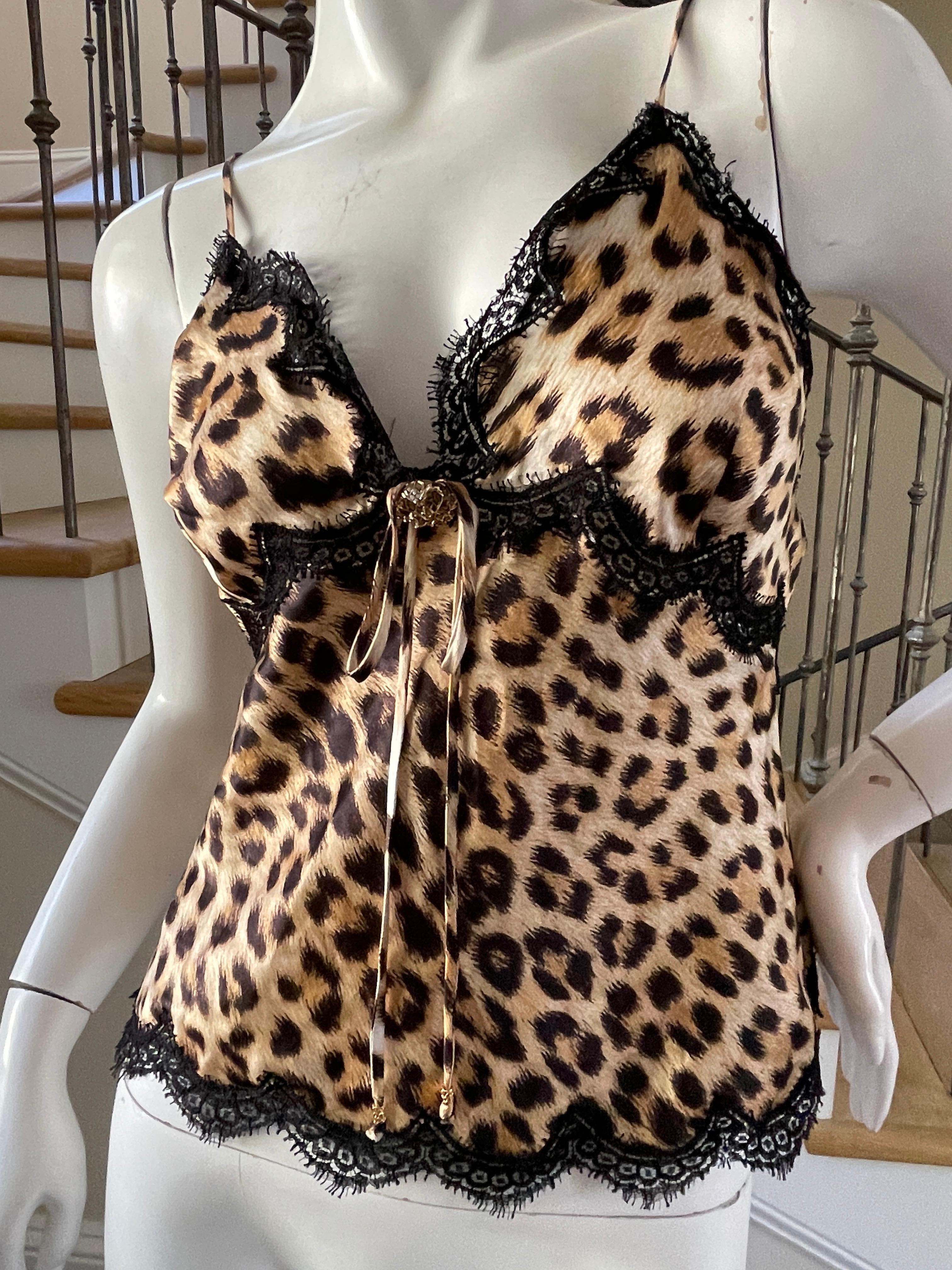 Roberto Cavalli Sexy Silk Leopard Print Camisole Top 
  Sz Large (44)
This is so pretty, looks better on live model.
 Bust 37