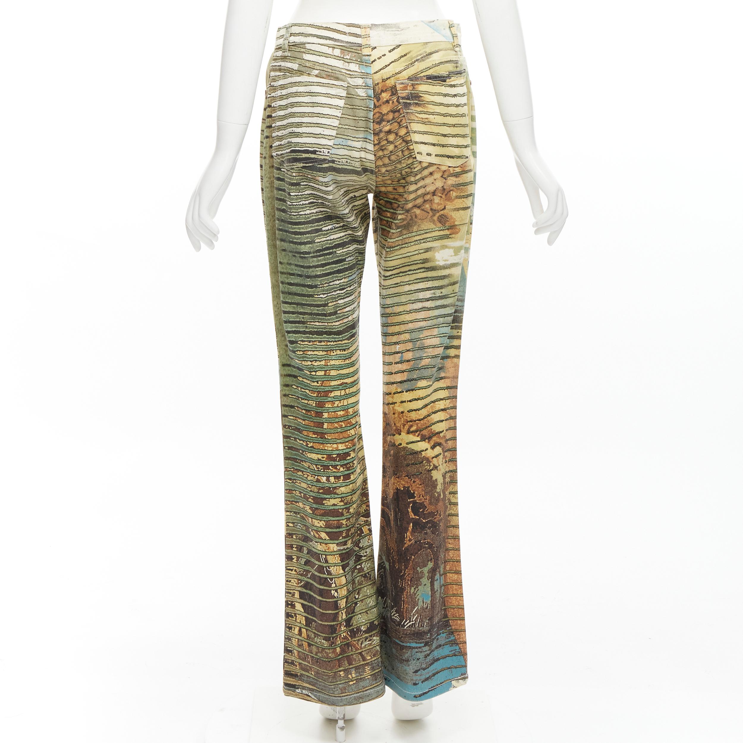 Women's ROBERTO CAVALLI Vintage lion jungle stripes print cotton flared pants S