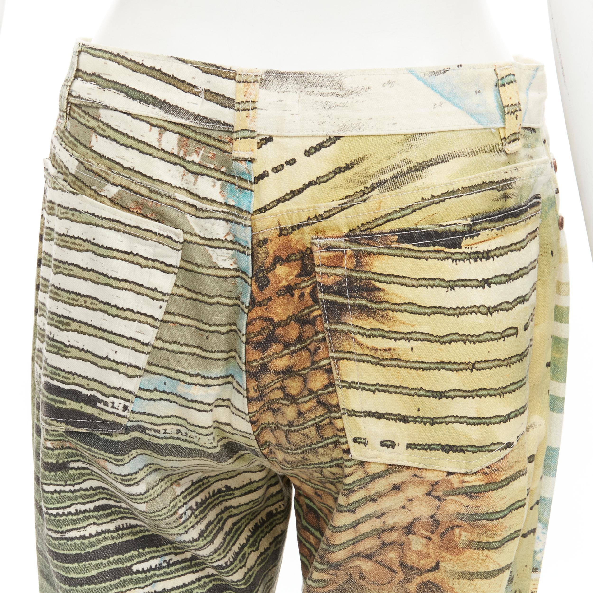 ROBERTO CAVALLI Vintage lion jungle stripes print cotton flared pants S 4