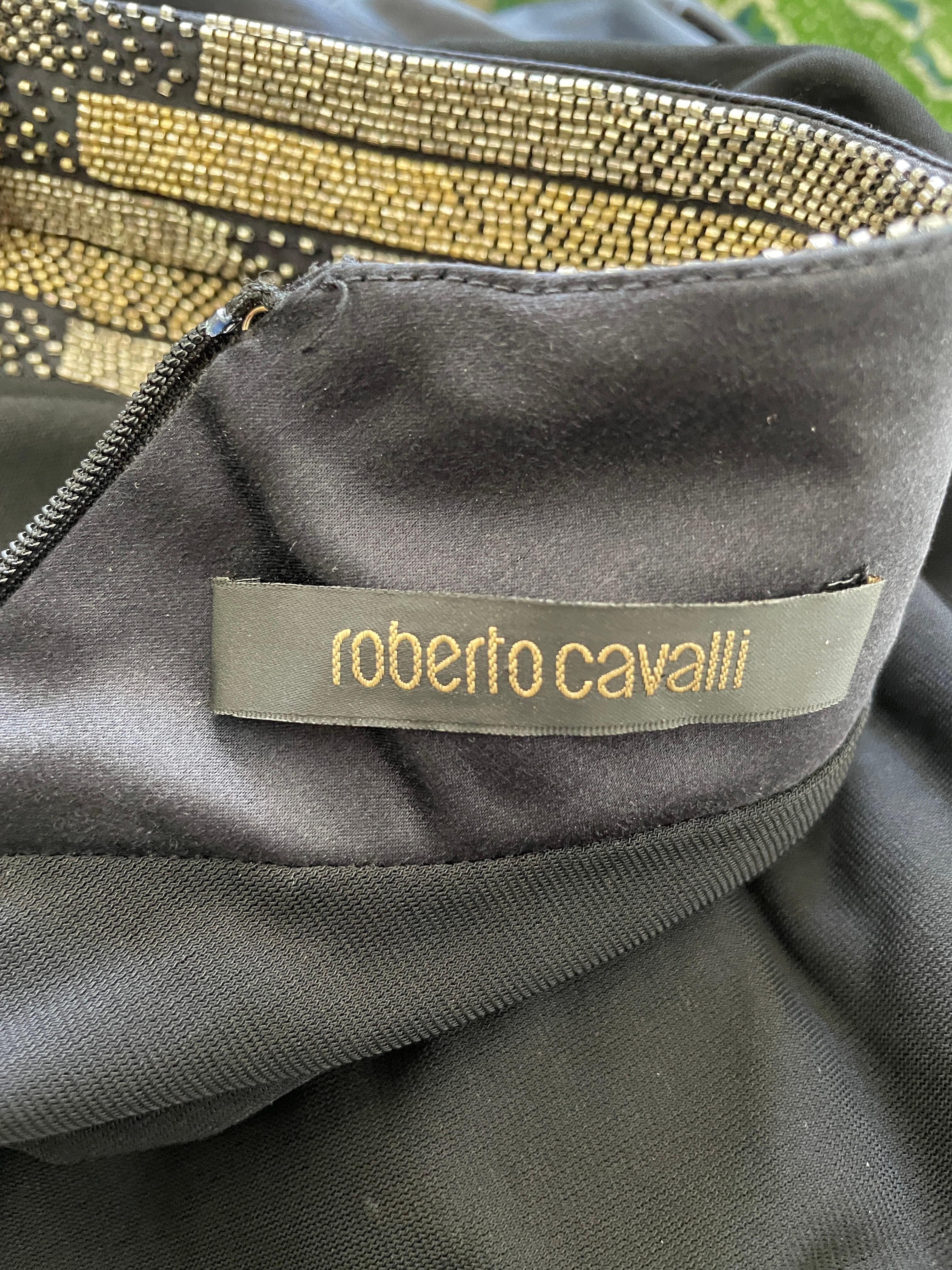 Roberto Cavalli Vintage Low Cut Black Beaded Backless Evening Dress 5