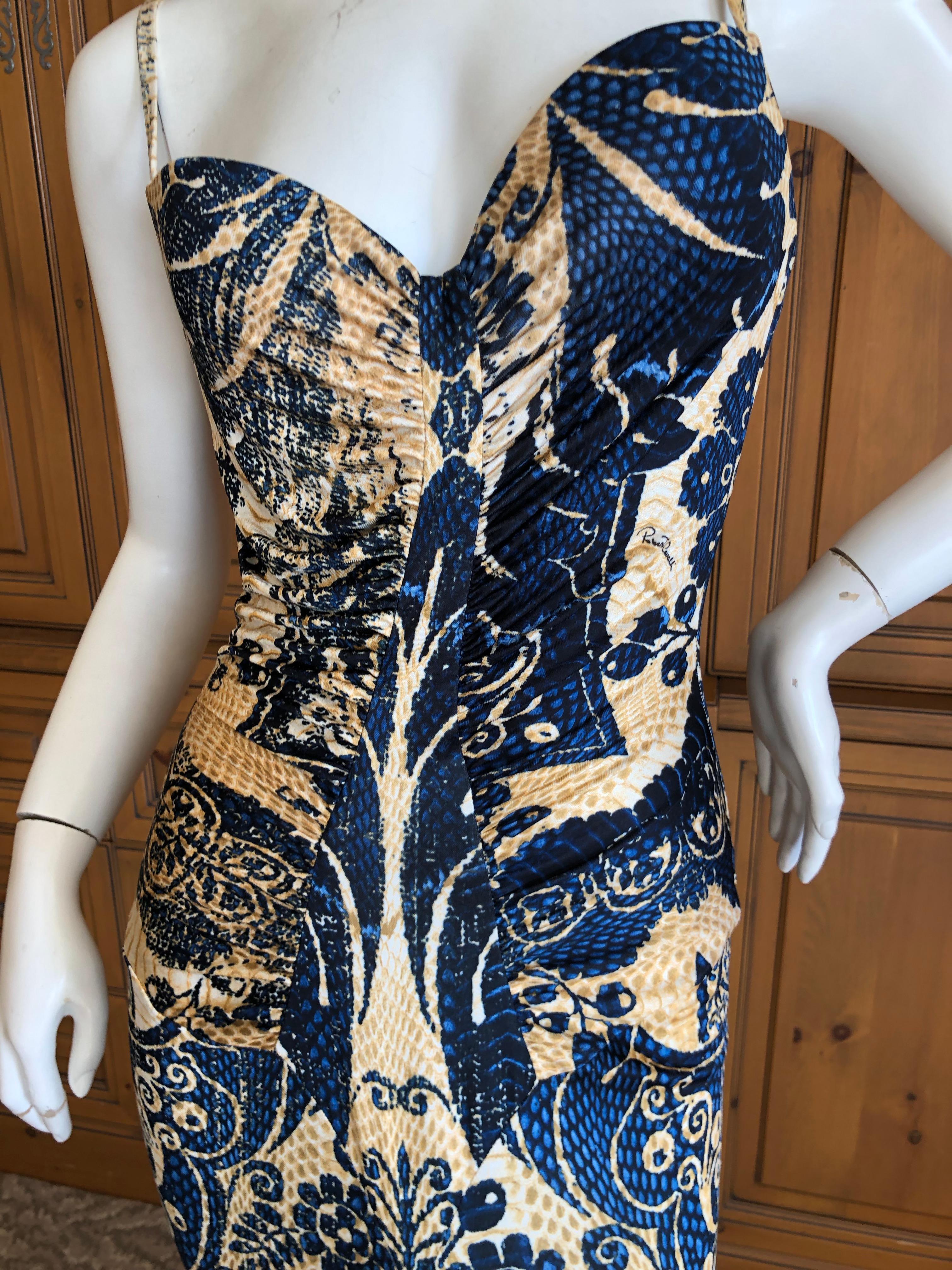 Roberto Cavalli Vintage Low Cut Paisley Print Maxi Dress with Full Skirt 6
