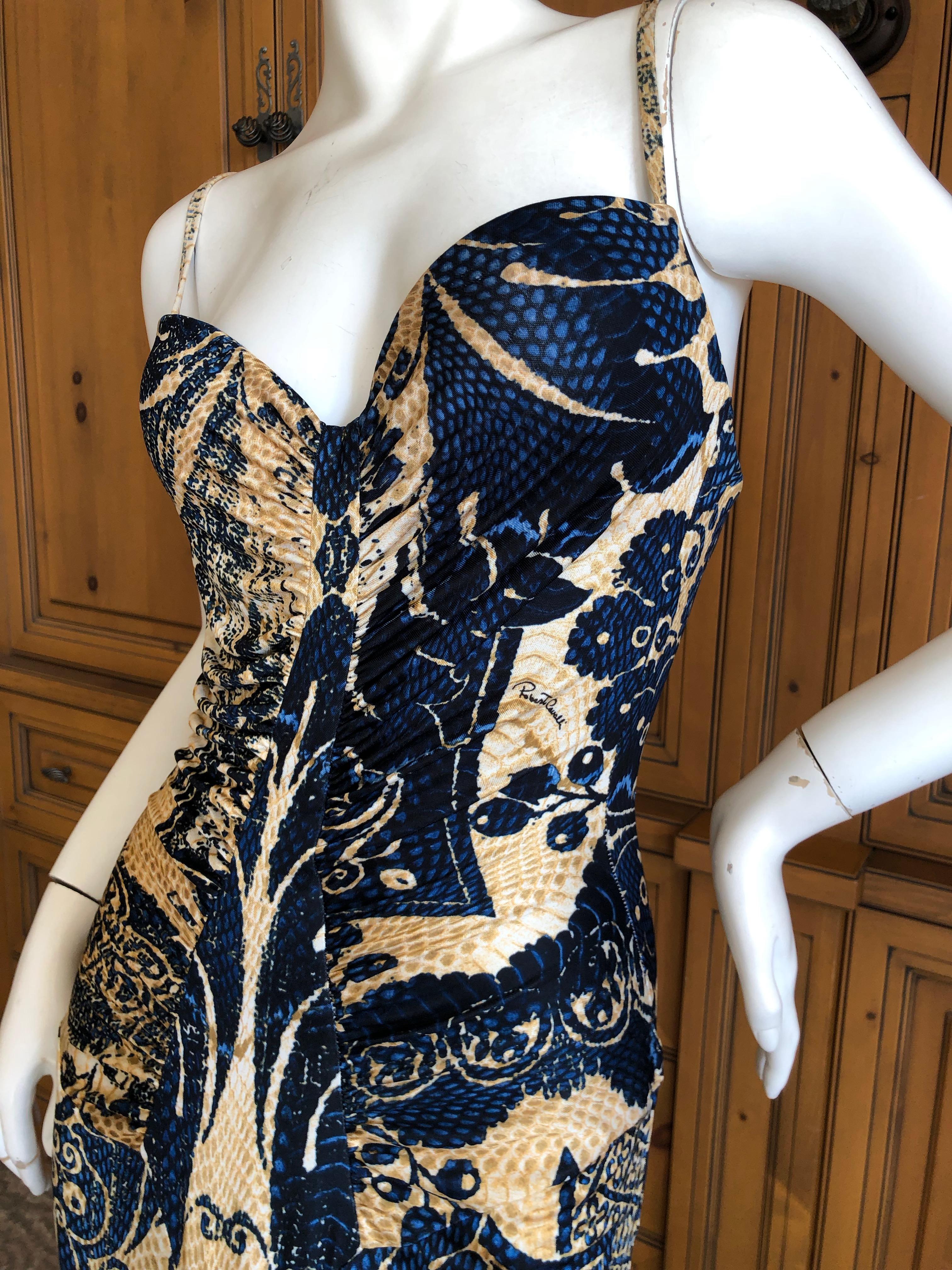 Roberto Cavalli Vintage Low Cut Paisley Print Maxi Dress with Full Skirt 7