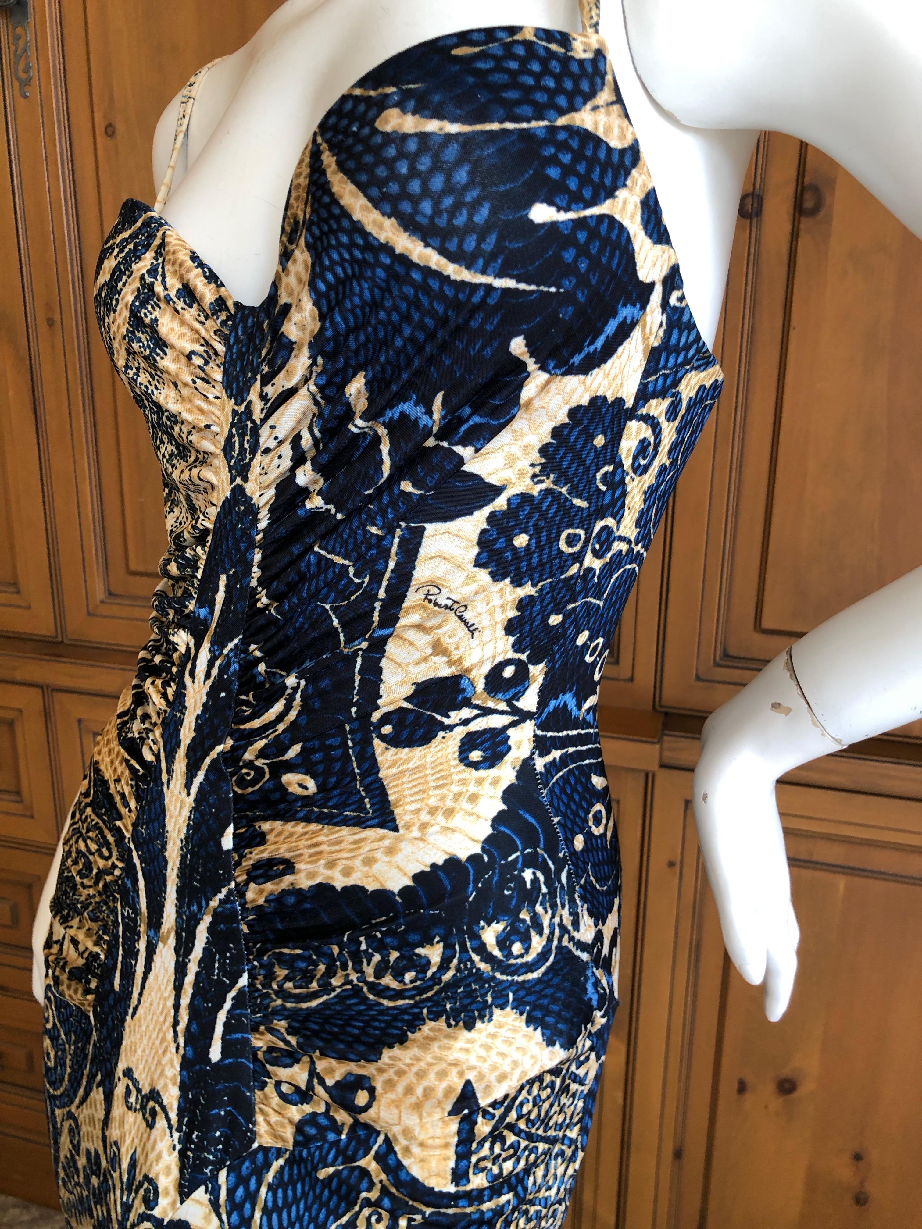Women's Roberto Cavalli Vintage Low Cut Paisley Print Maxi Dress with Full Skirt