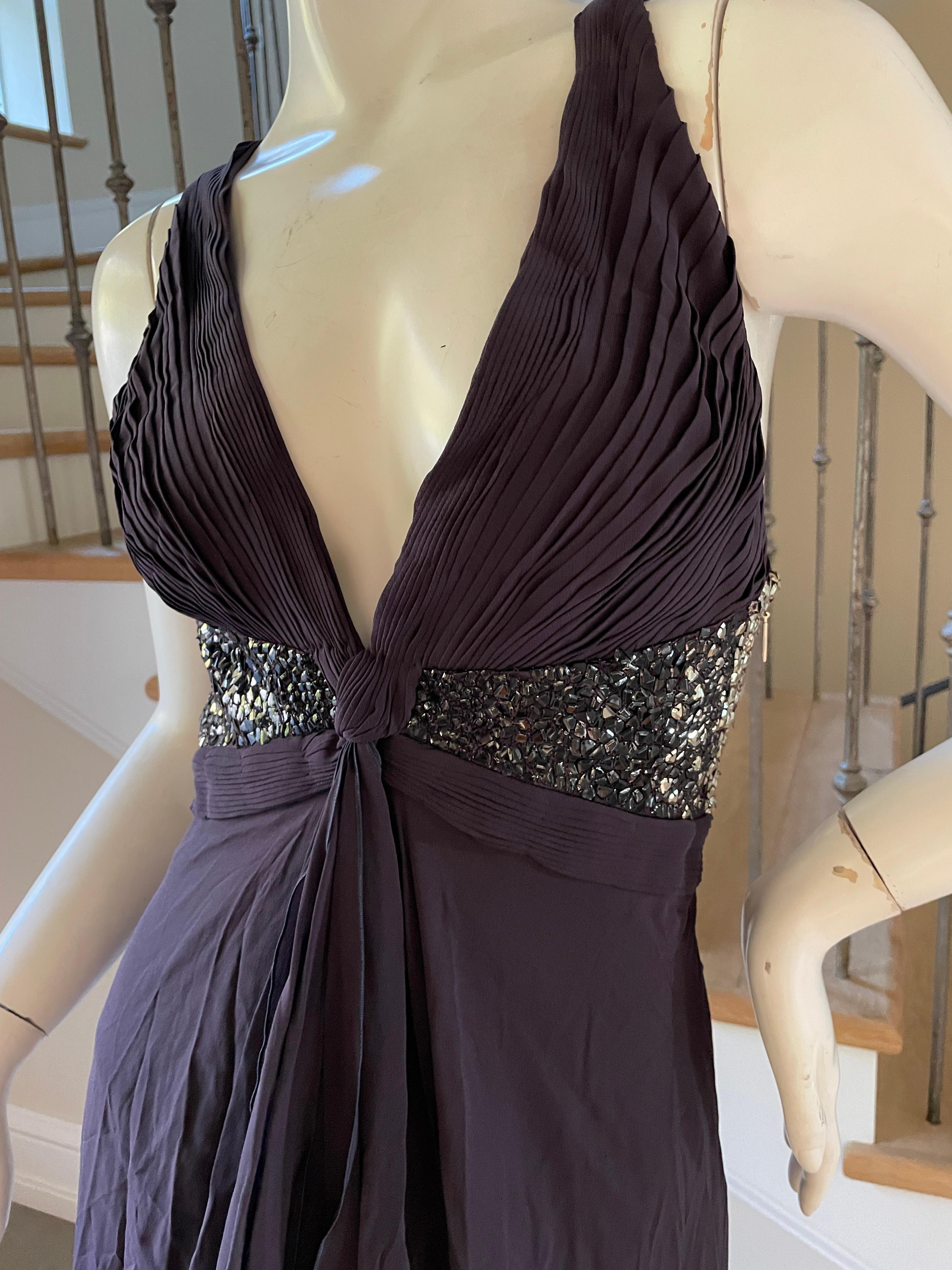Roberto Cavalli Vintage Ombre Sequin Purple Plunging Dress with Sexy Back For Sale 3