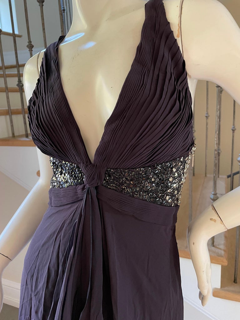 Roberto Cavalli Vintage Ombre Sequin Purple Plunging Dress with Sexy ...