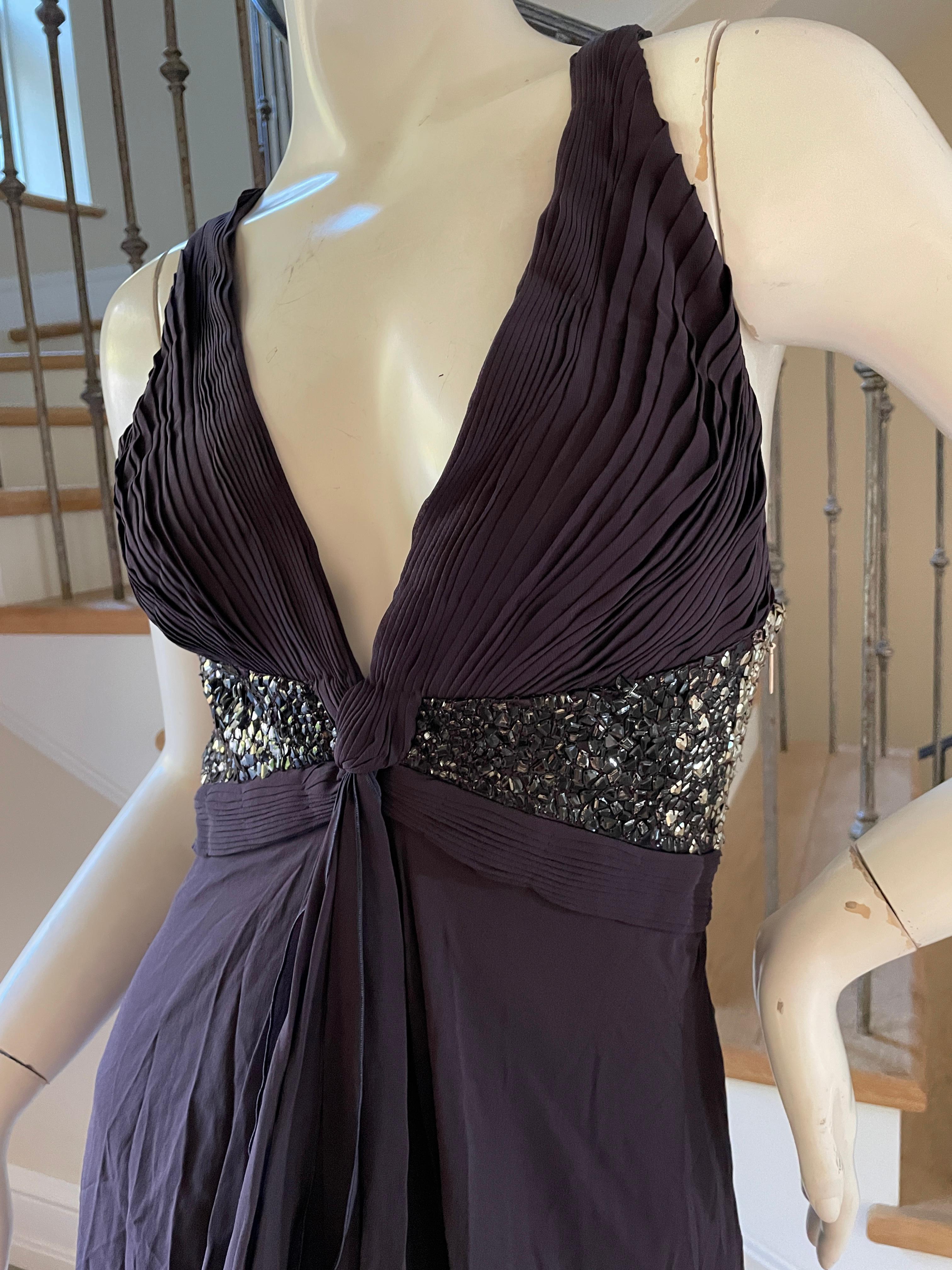 Roberto Cavalli Vintage Ombre Sequin Purple Plunging Dress with Sexy Back For Sale 4