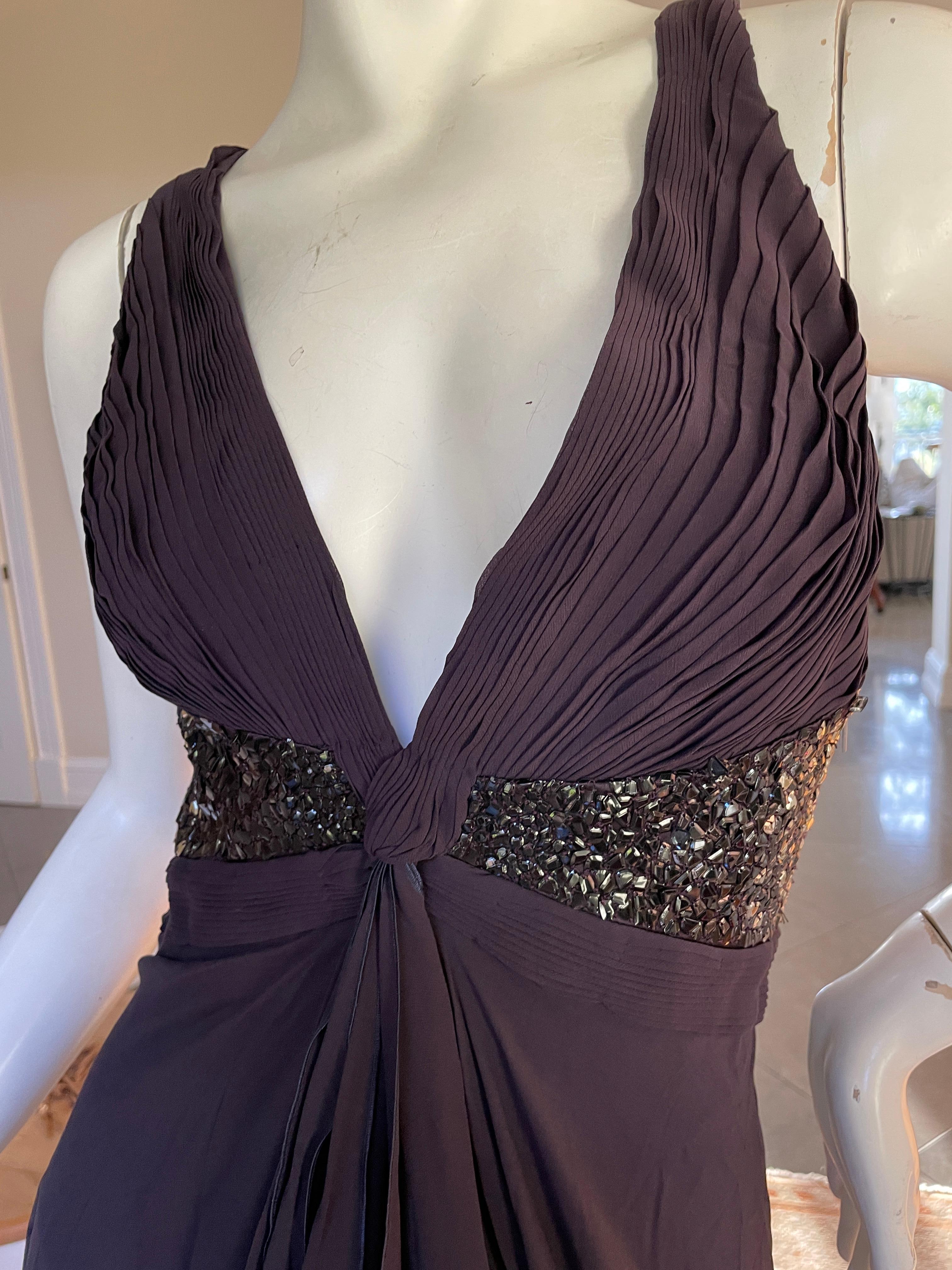 Women's Roberto Cavalli Vintage Ombre Sequin Purple Plunging Dress with Sexy Back For Sale