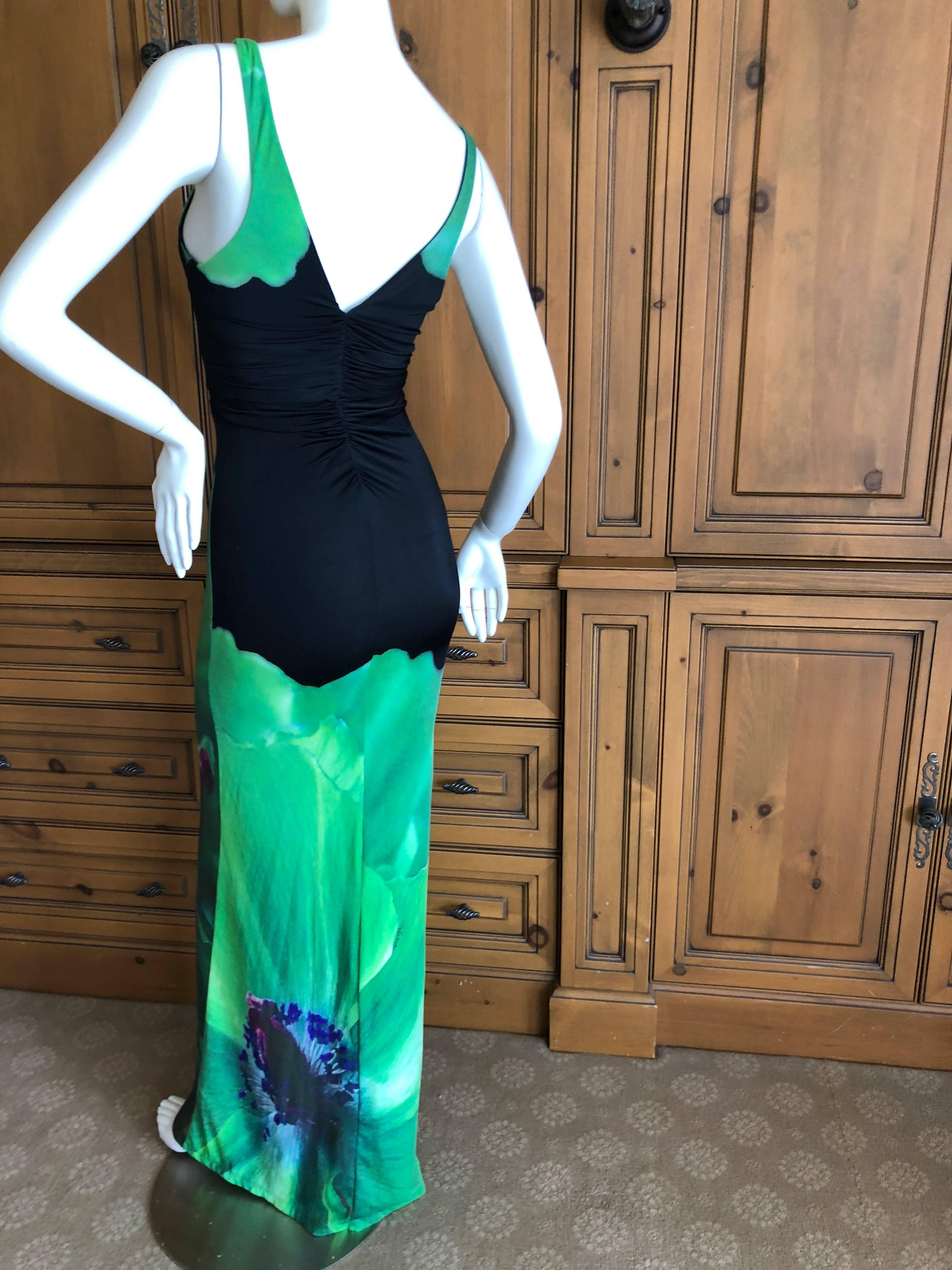 Roberto Cavalli Vintage Peacock Feather Print Halter Style Evening Dress 7