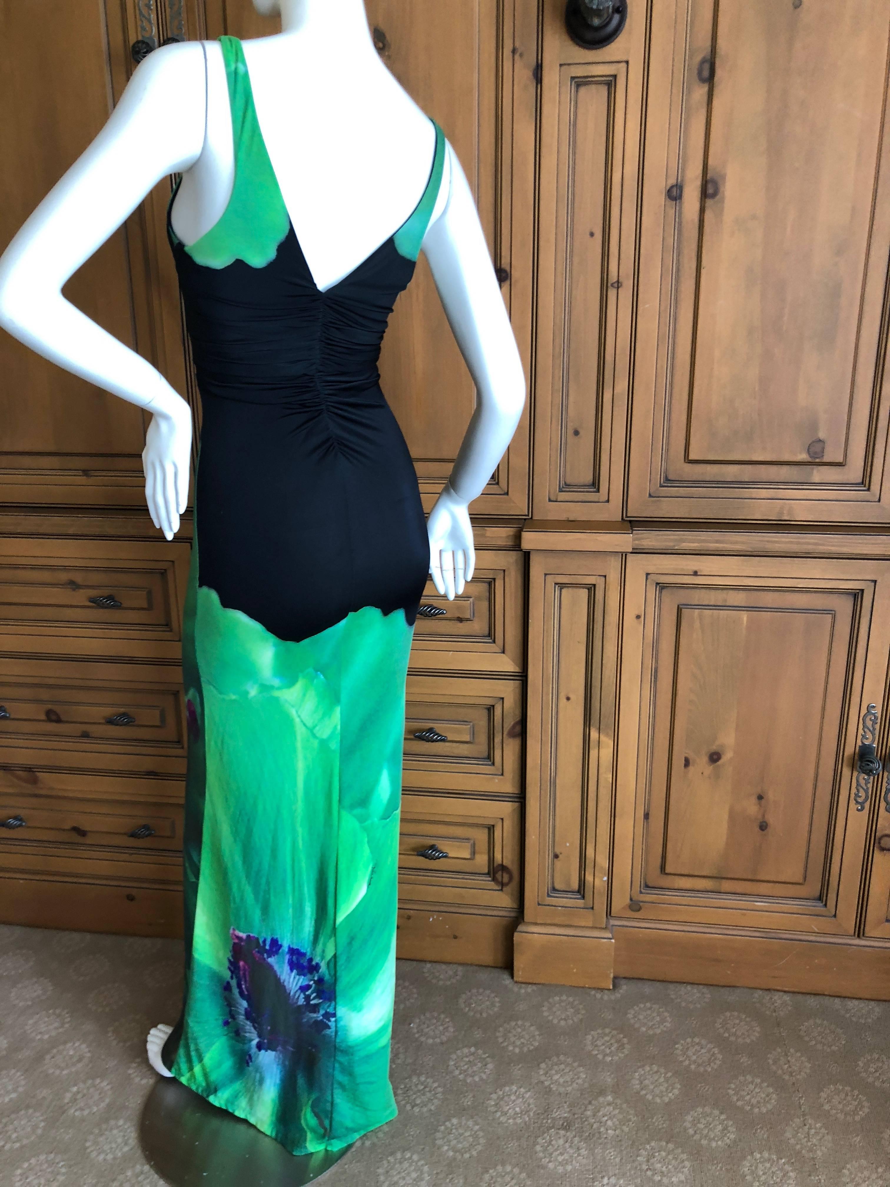 Roberto Cavalli Vintage Peacock Feather Print Halter Style Evening Dress  7