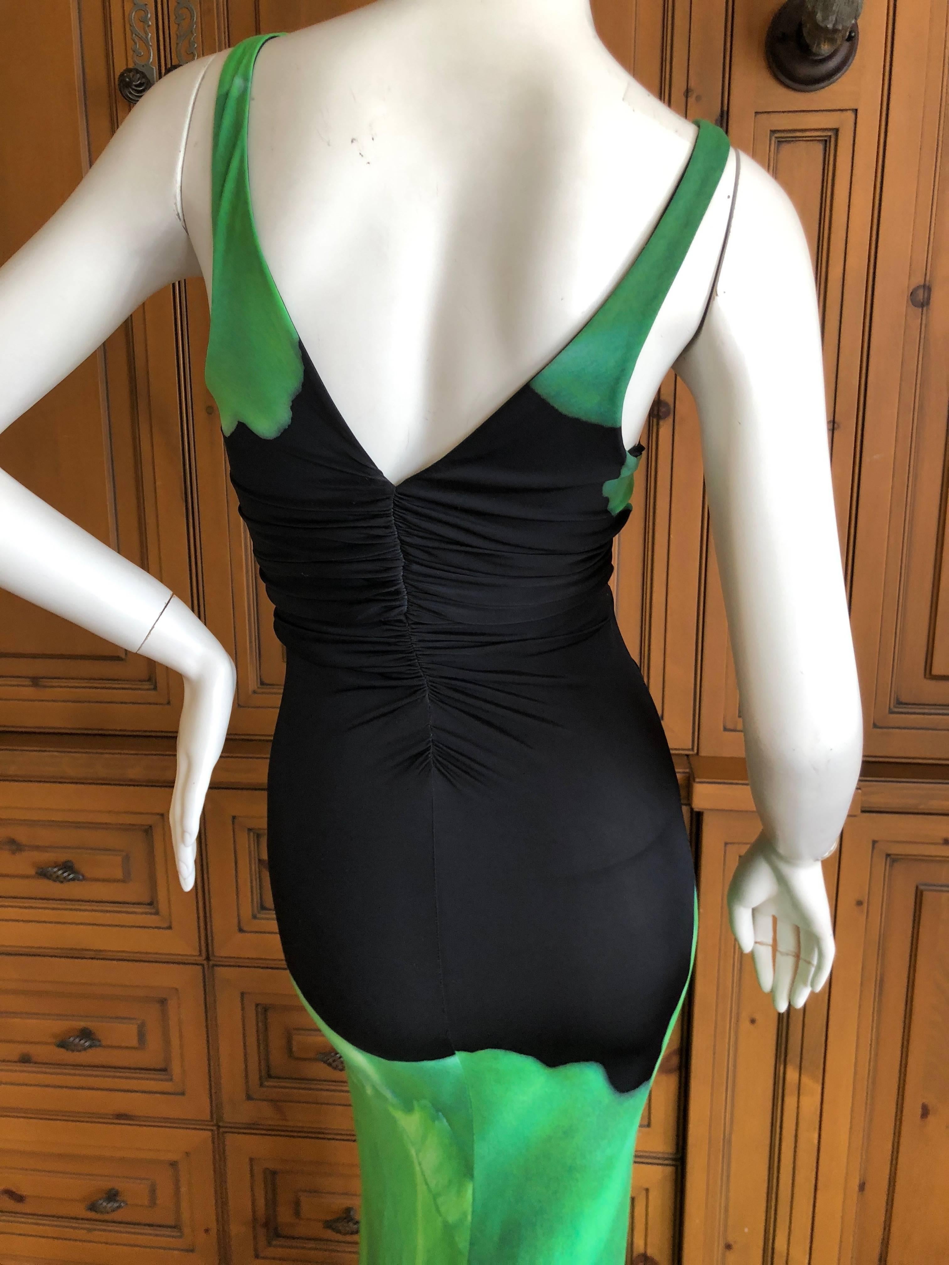 Roberto Cavalli Vintage Peacock Feather Print Halter Style Evening Dress 8