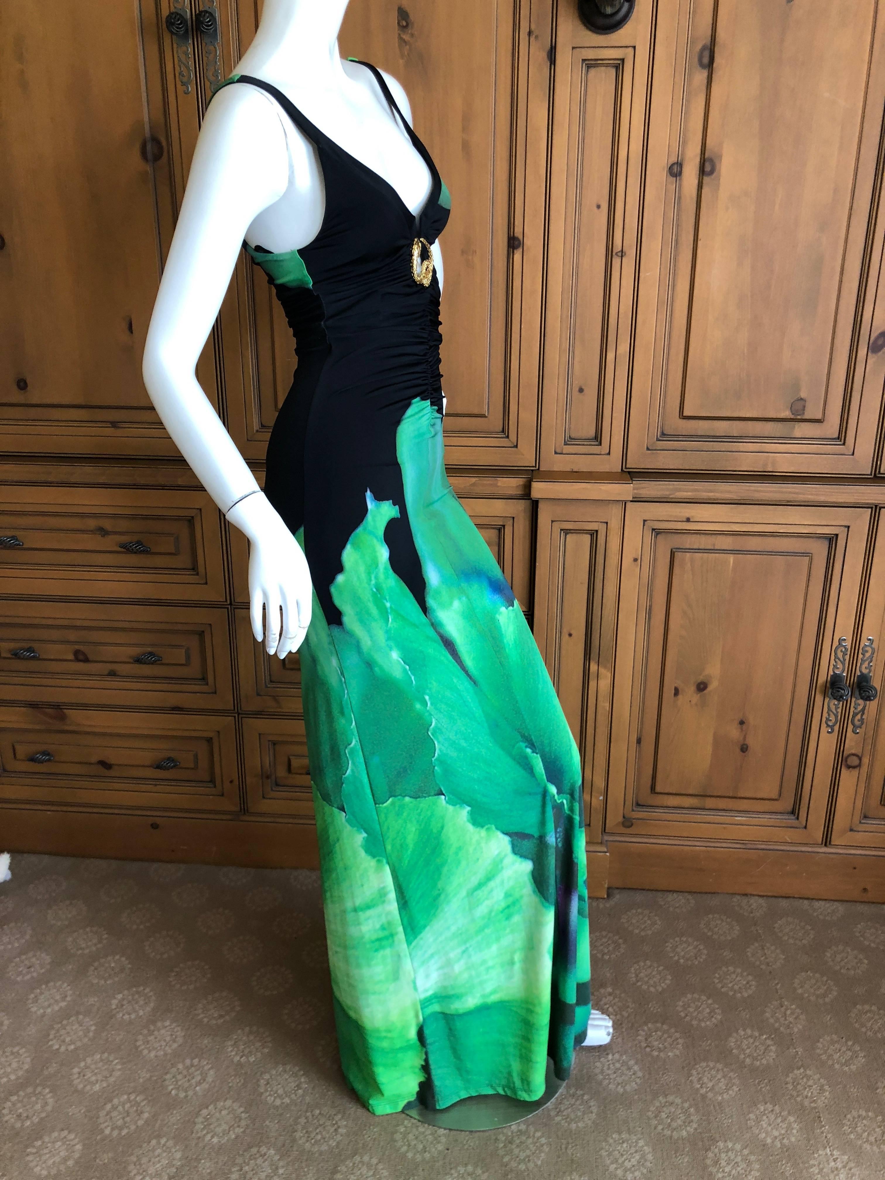 Roberto Cavalli Vintage Peacock Feather Print Halter Style Evening Dress 9